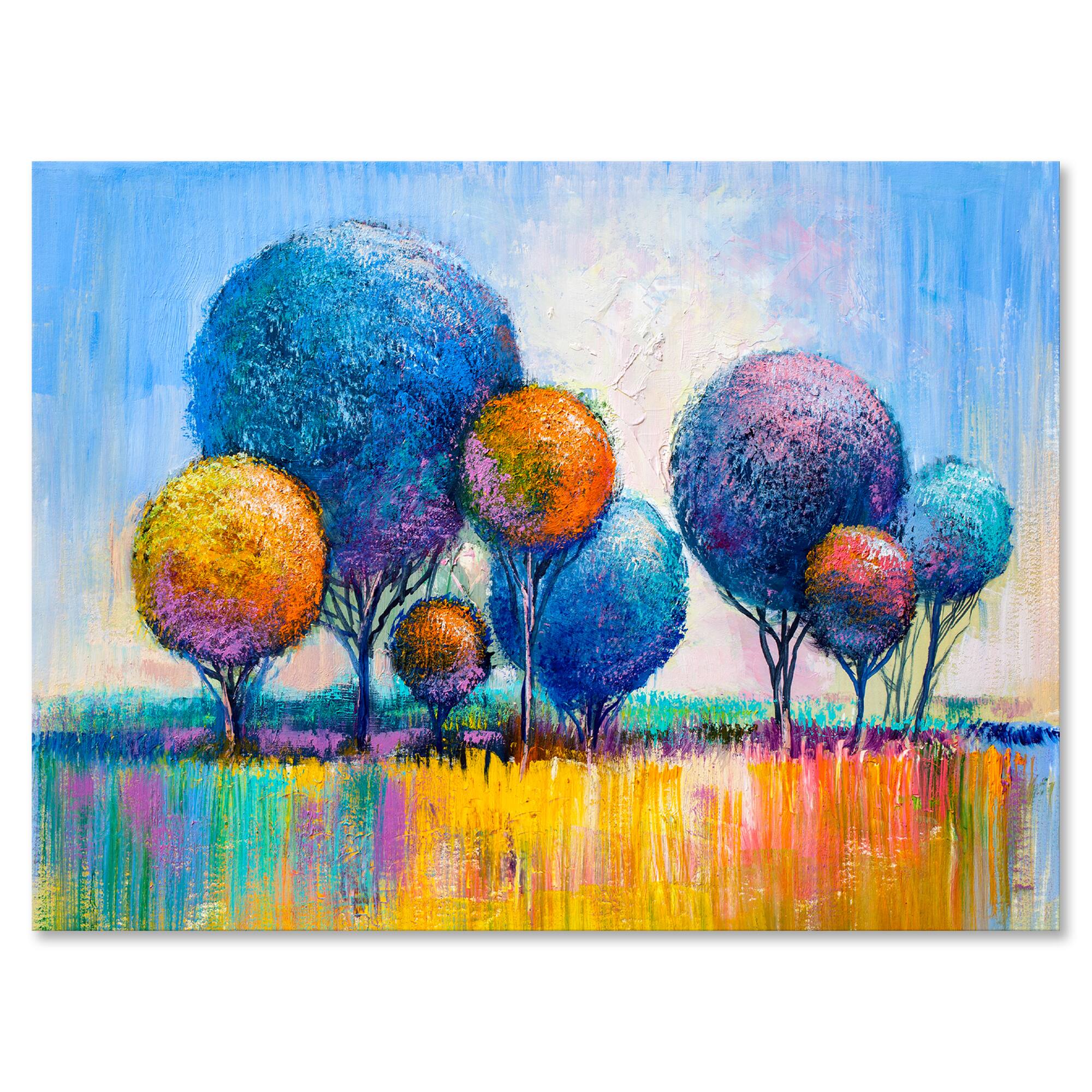 Designart - Autumn Fantasy Trees IV - Modern Canvas Wall Art Print