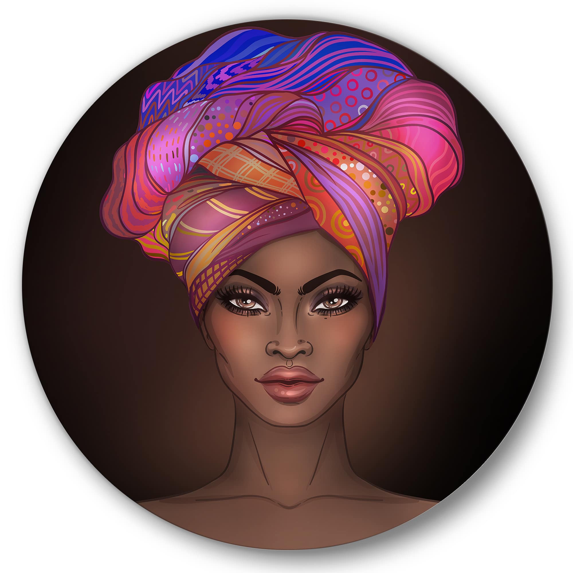 Designart - African American Woman with Turban VI - Modern Metal Circle ...