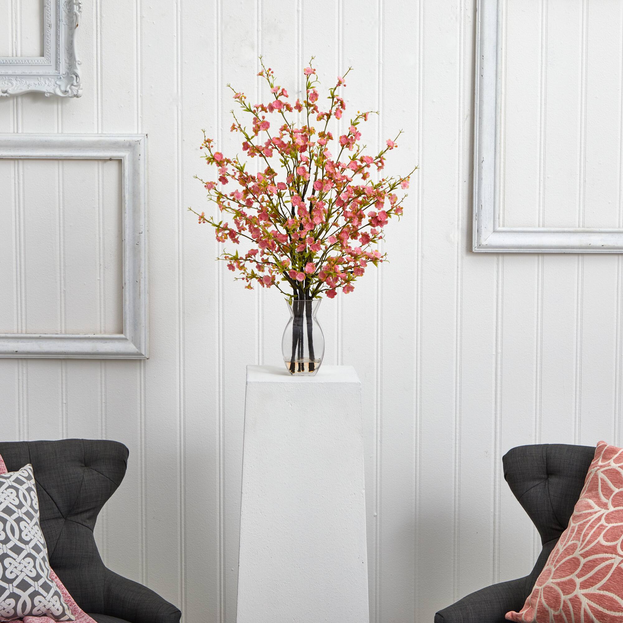 2ft. Pink Cherry Blossom in Glass Vase
