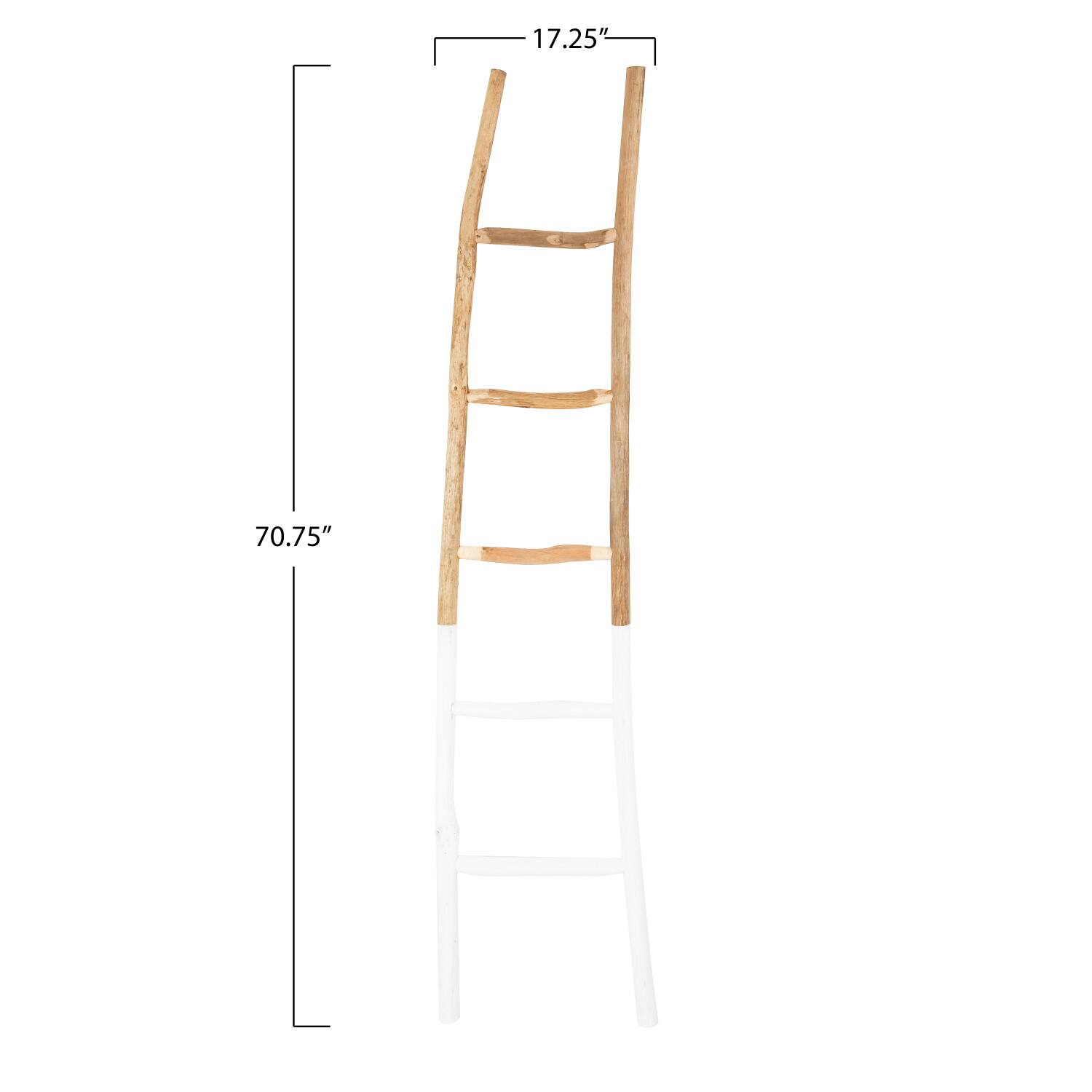 Hello Honey&#xAE; 6ft. Natural &#x26; White Boho Wood Decorative Blanket Ladder