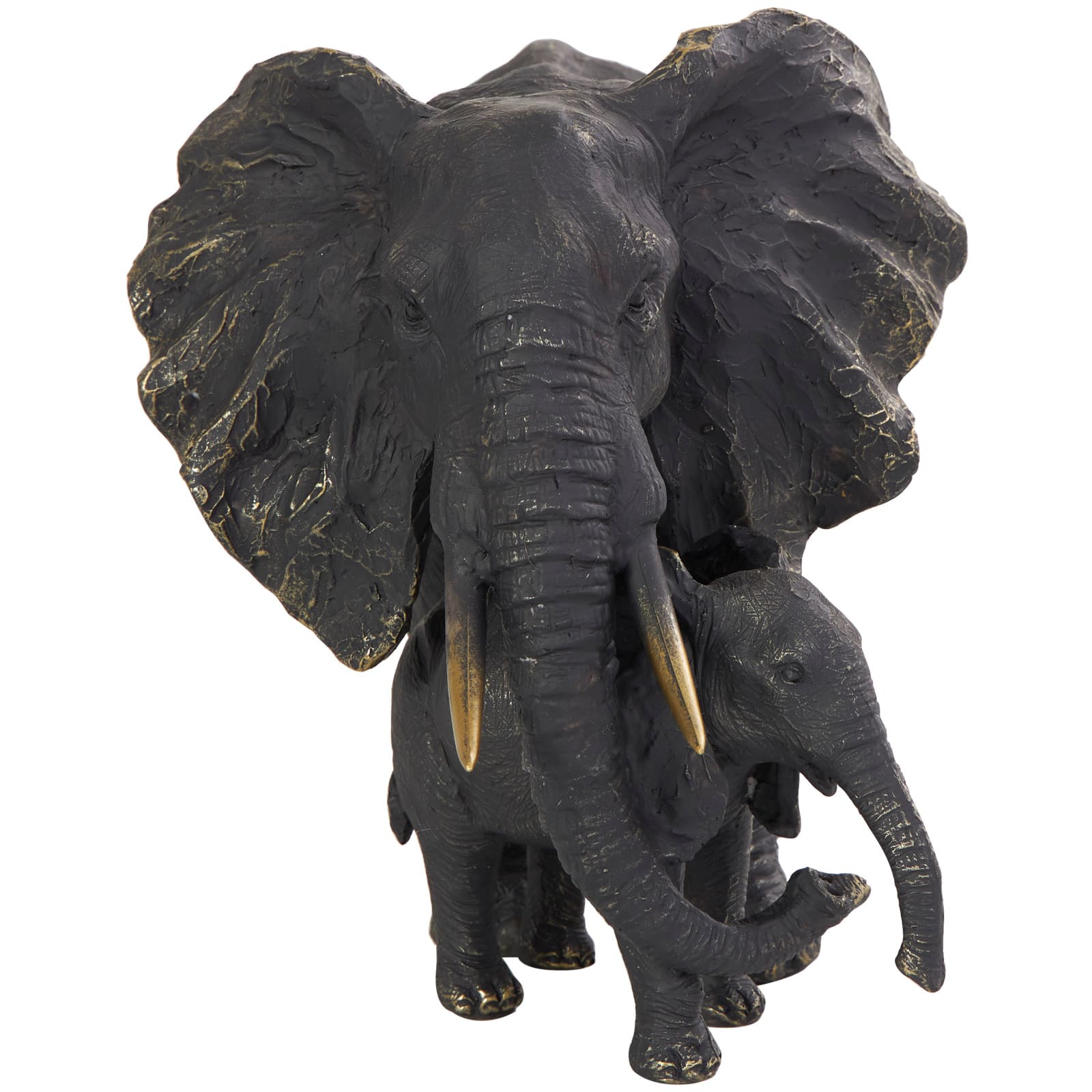 14" Bronze Elephant Family Sculpture