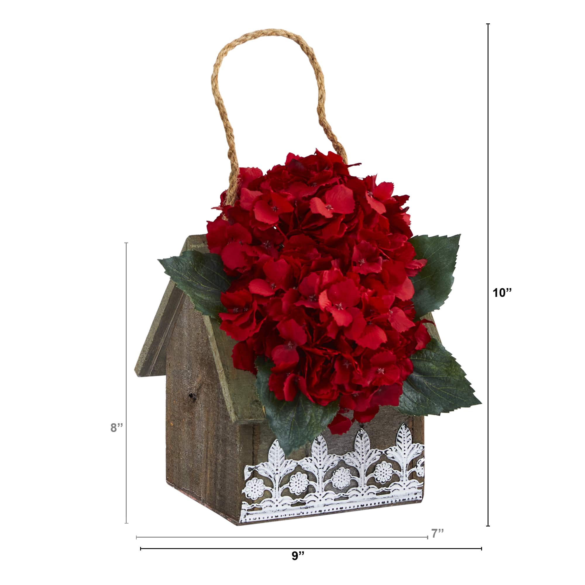 10&#x22; Hydrangea Arrangement in Hanging Floral Design House Planter