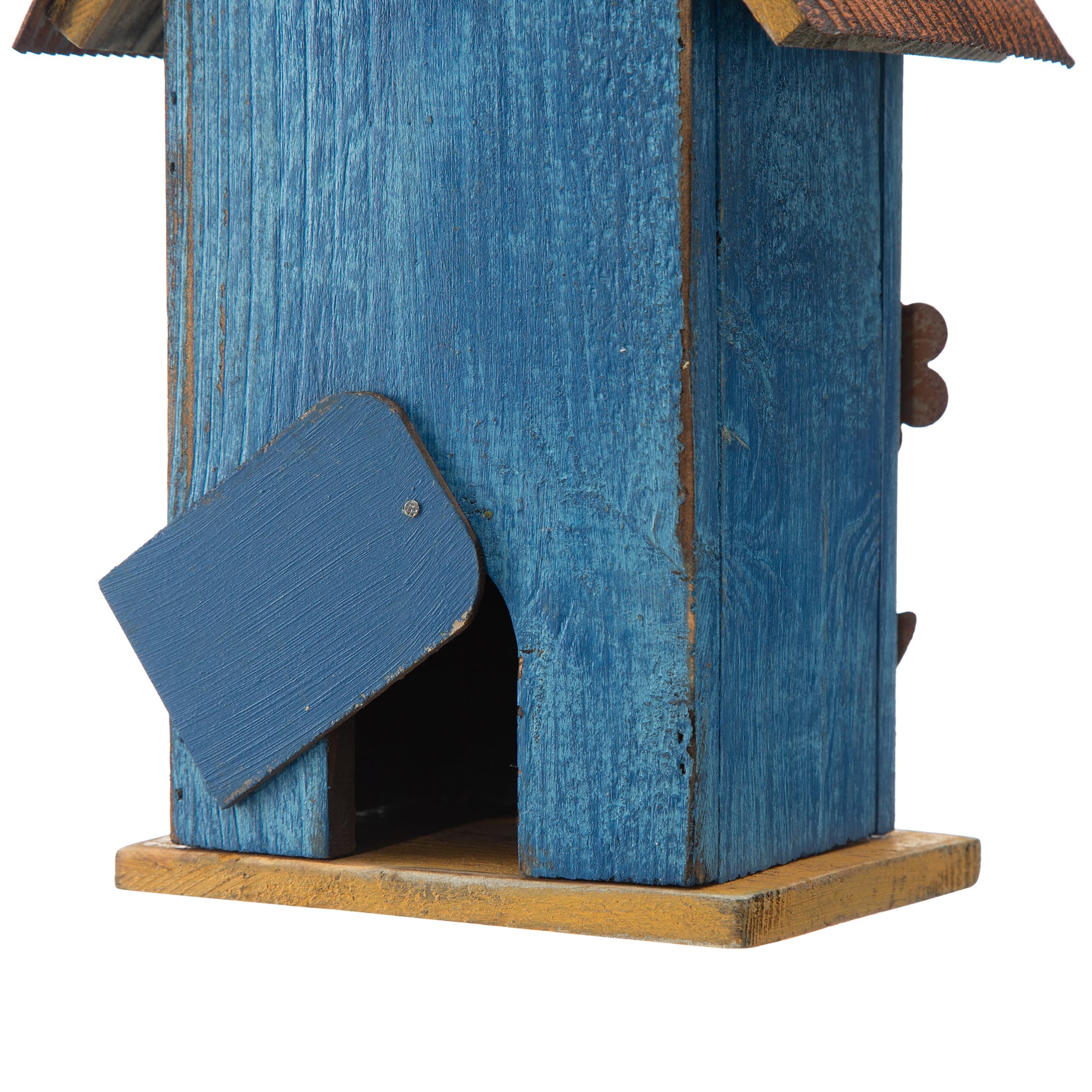 Glitzhome&#xAE; 10.25&#x22; Retro Blue Distressed Flower Birdhouse