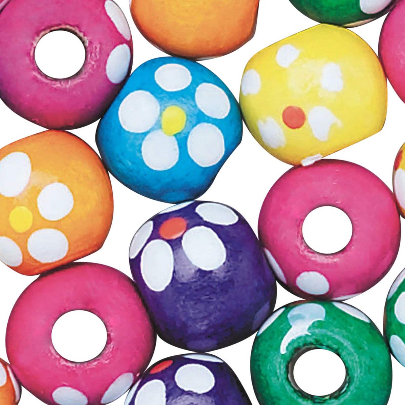 S&S® Worldwide Colorful Flower Wooden Beads, 9mm