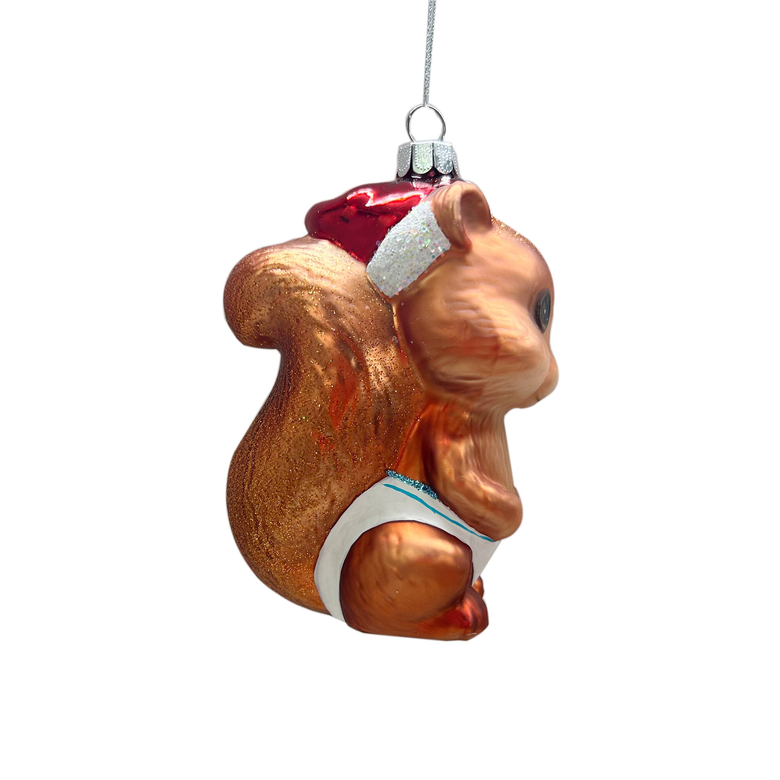 4.5&#x22; Copper Baby Squirrel in Santa Hat Glass Ornament by Ashland&#xAE;