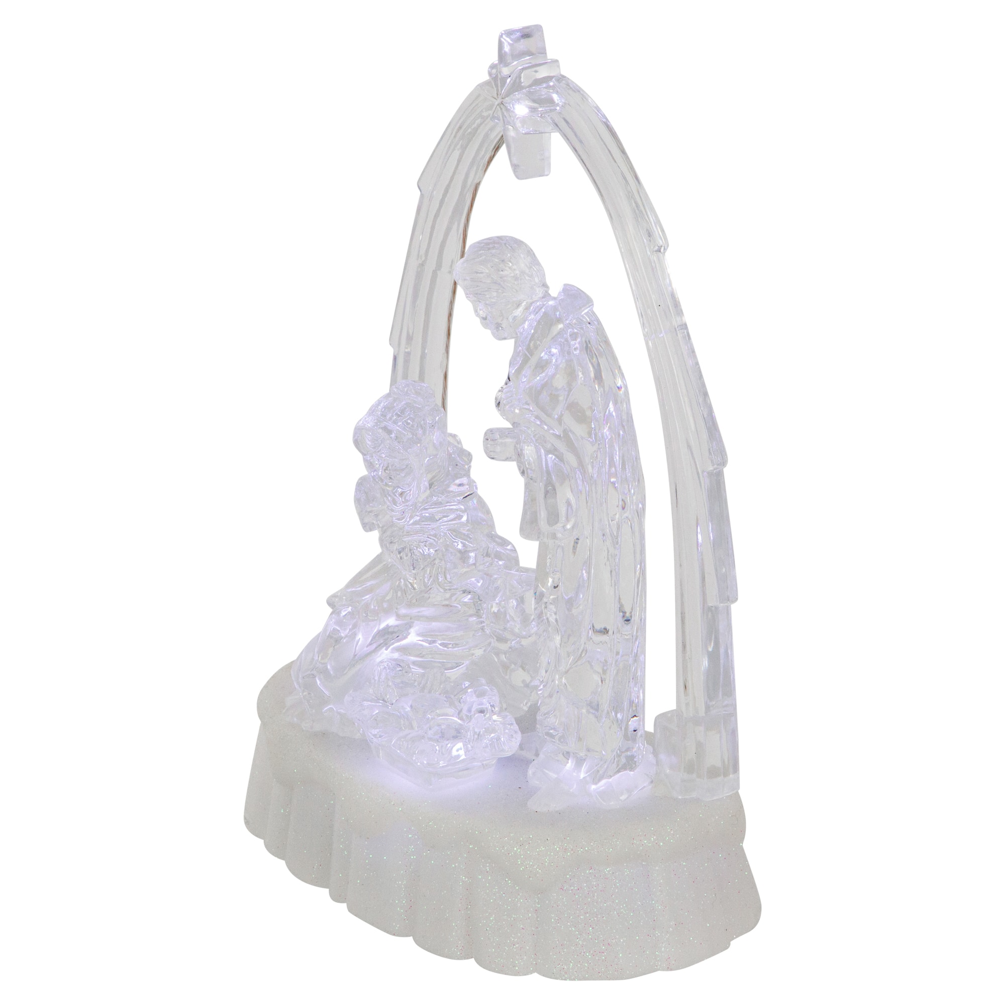 7&#x27;&#x27; LED Lighted Musical Icy Crystal Nativity Scene Christmas Decoration