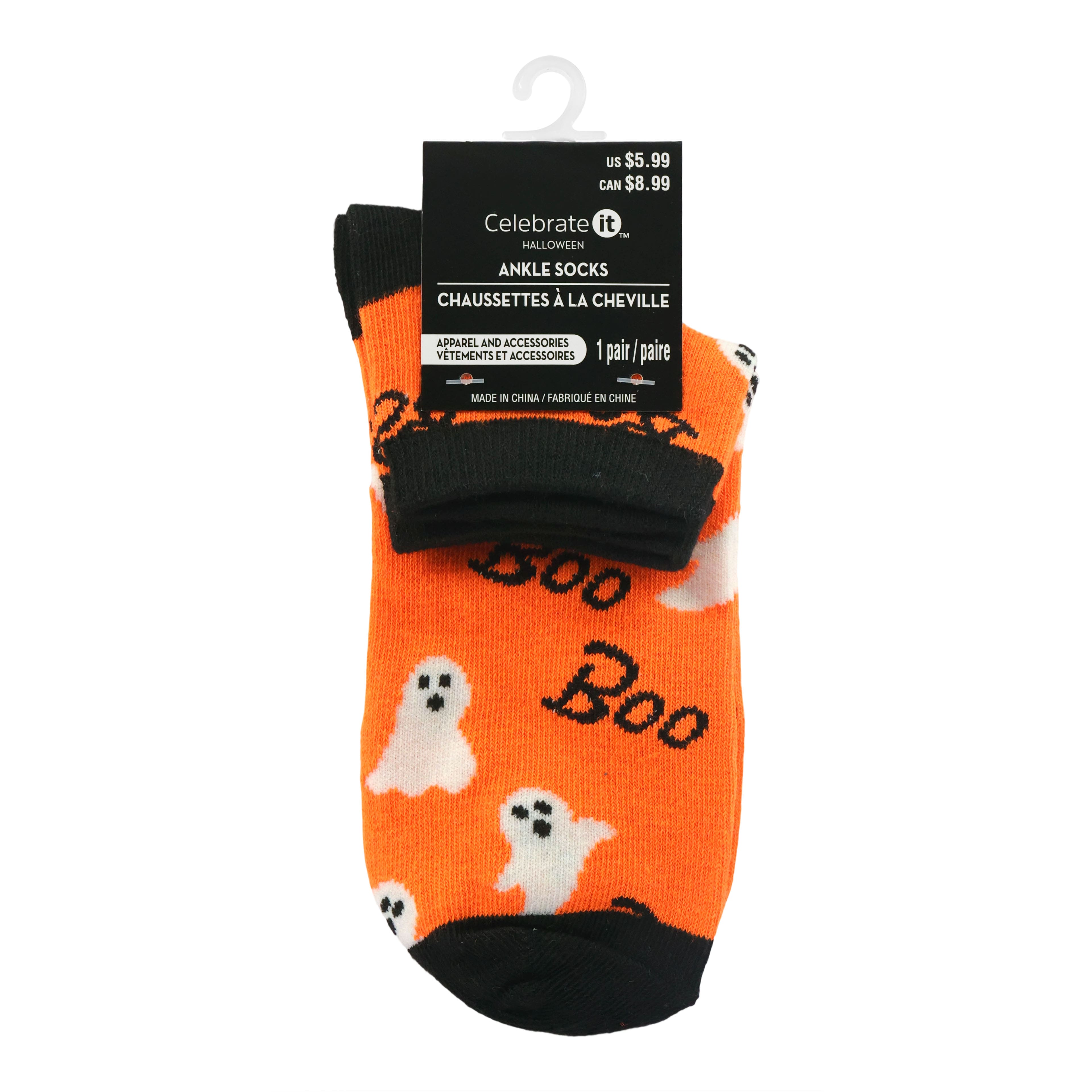 Orange Boo Ghost Adult Ankle Socks by Celebrate It&#x2122;
