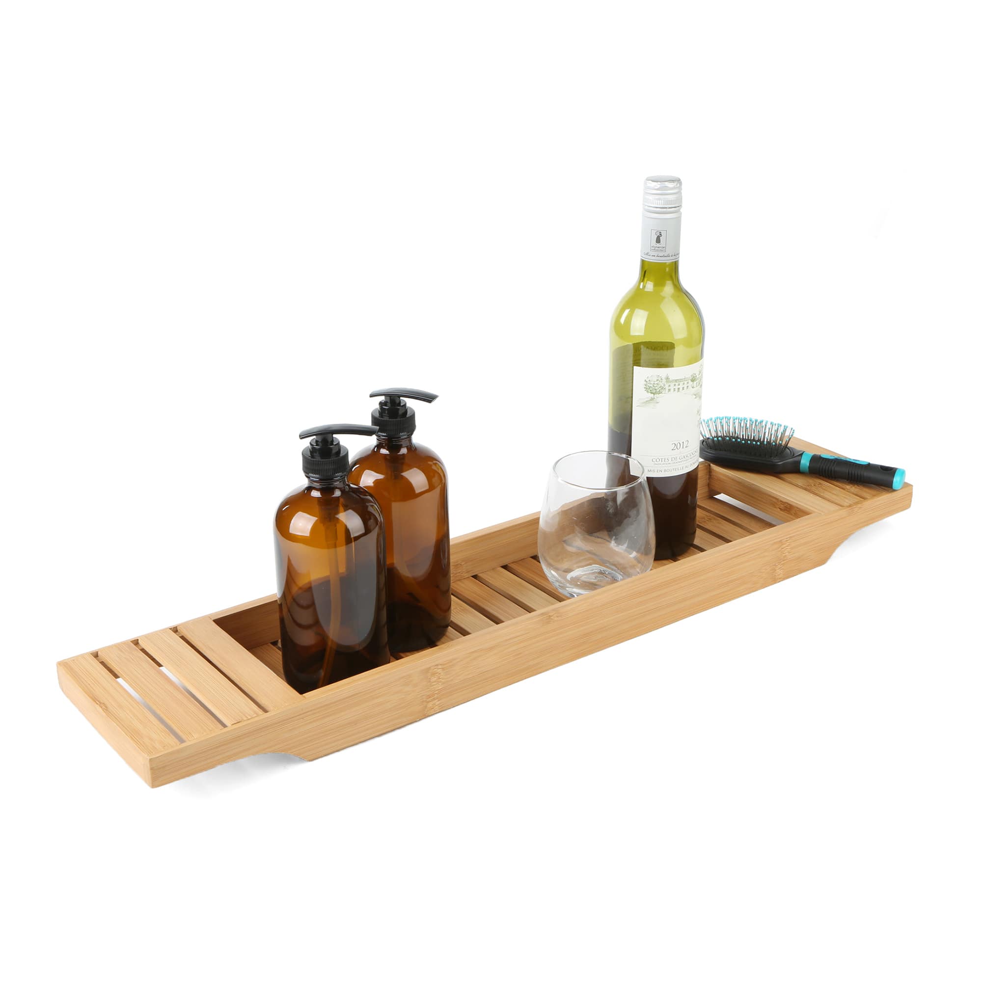 Mind Reader 27&#x22; Brown Bamboo Bathtub Caddy Organizer