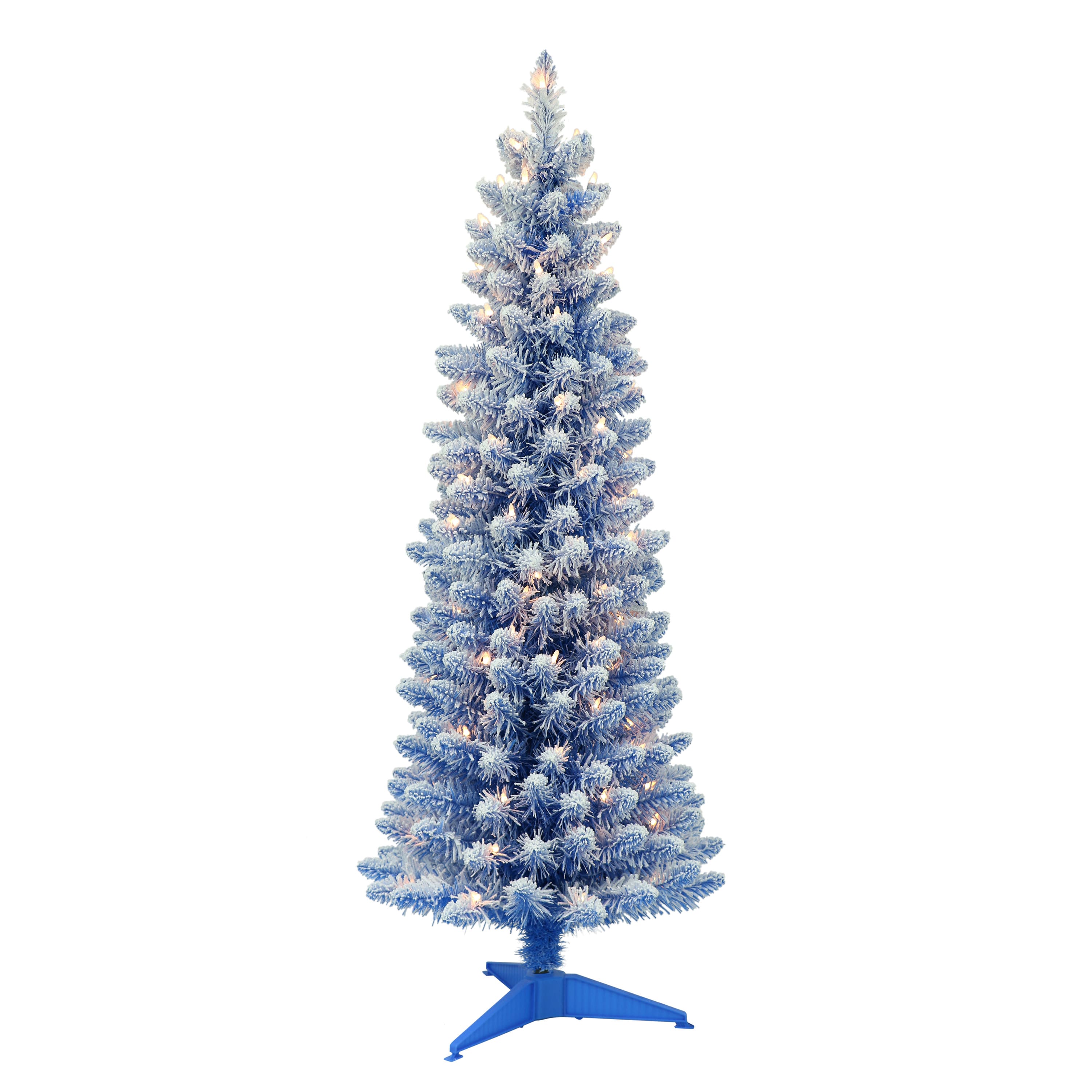 Holiday Time Artificial Christmas Trees 5' Flocked Dress Form Artificial  Tree, Clear Lights