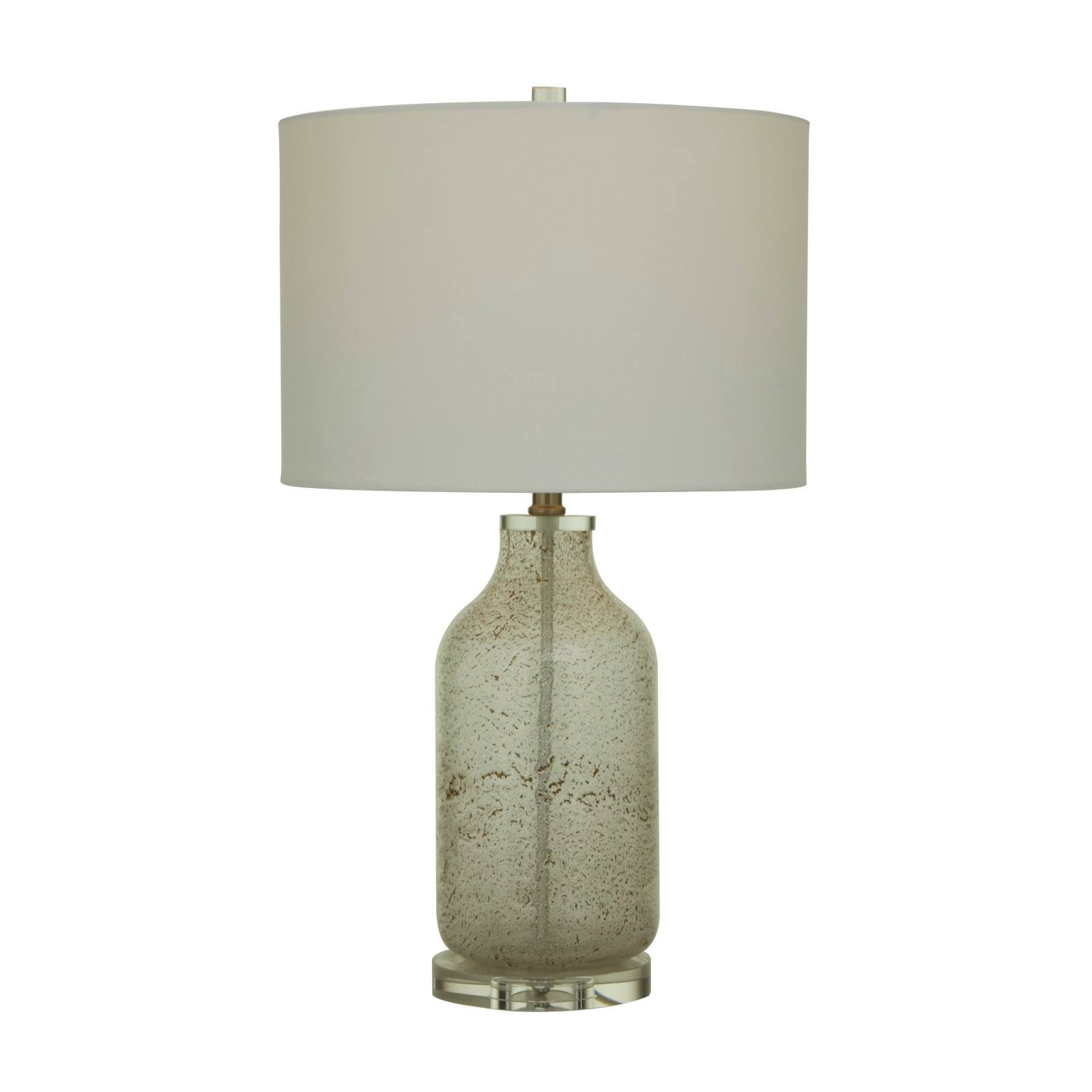 Gray Glass Table Lamp with Drum Shade Set of 2 15", 25"