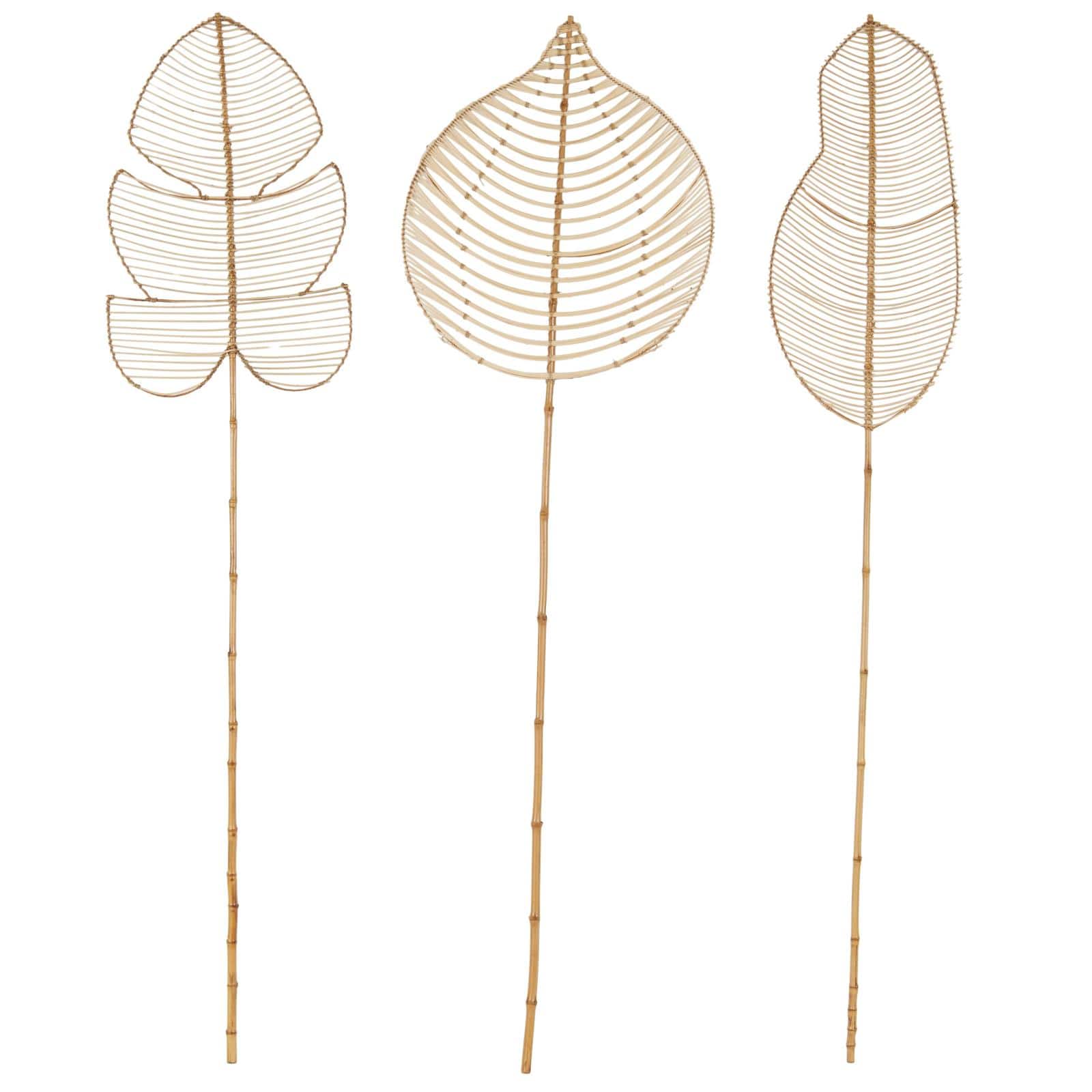 79&#x22; Brown Rattan Leaf Handmade Palm Leaf