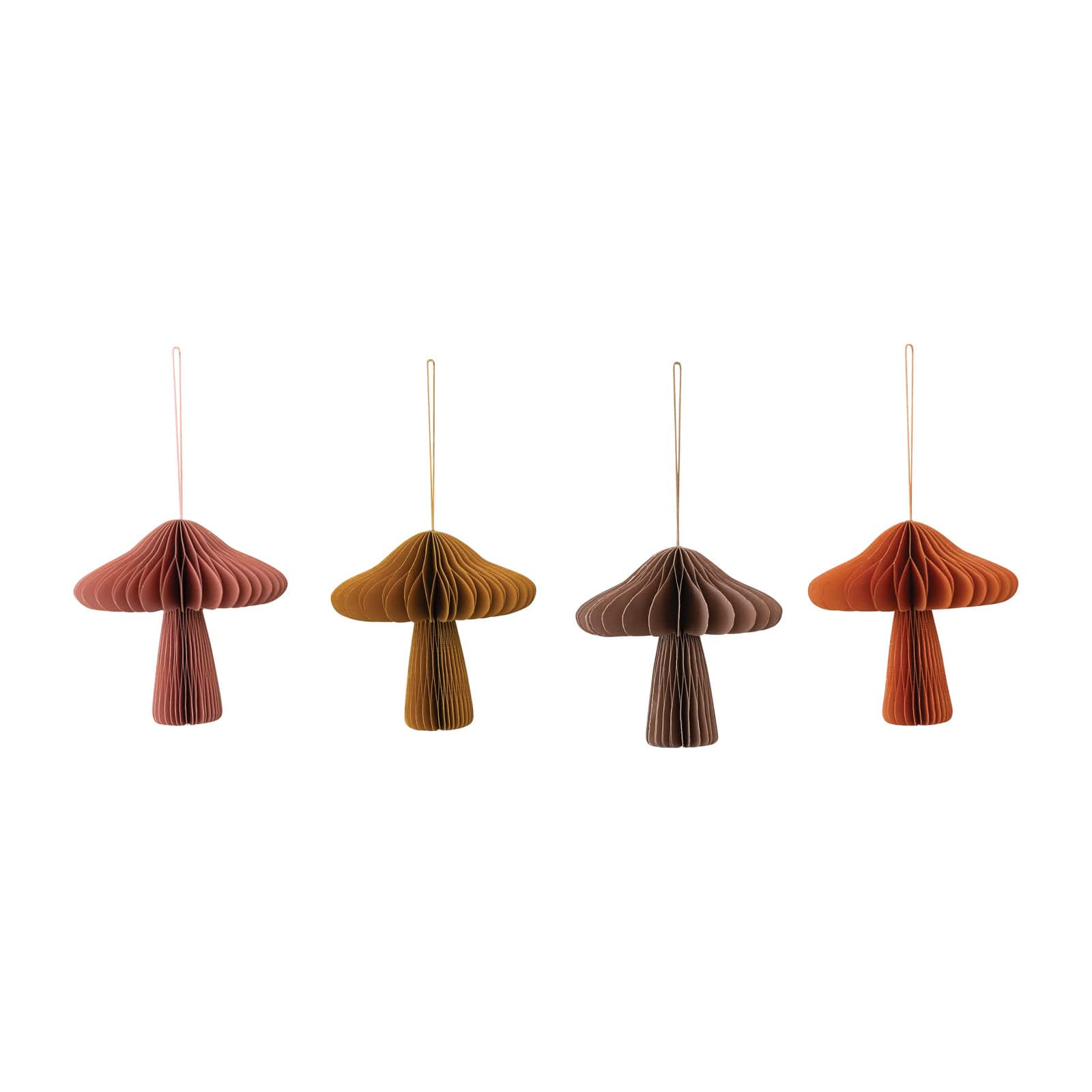 4 Pack 5&#x22; Mushroom Paper Honeycomb Ornaments