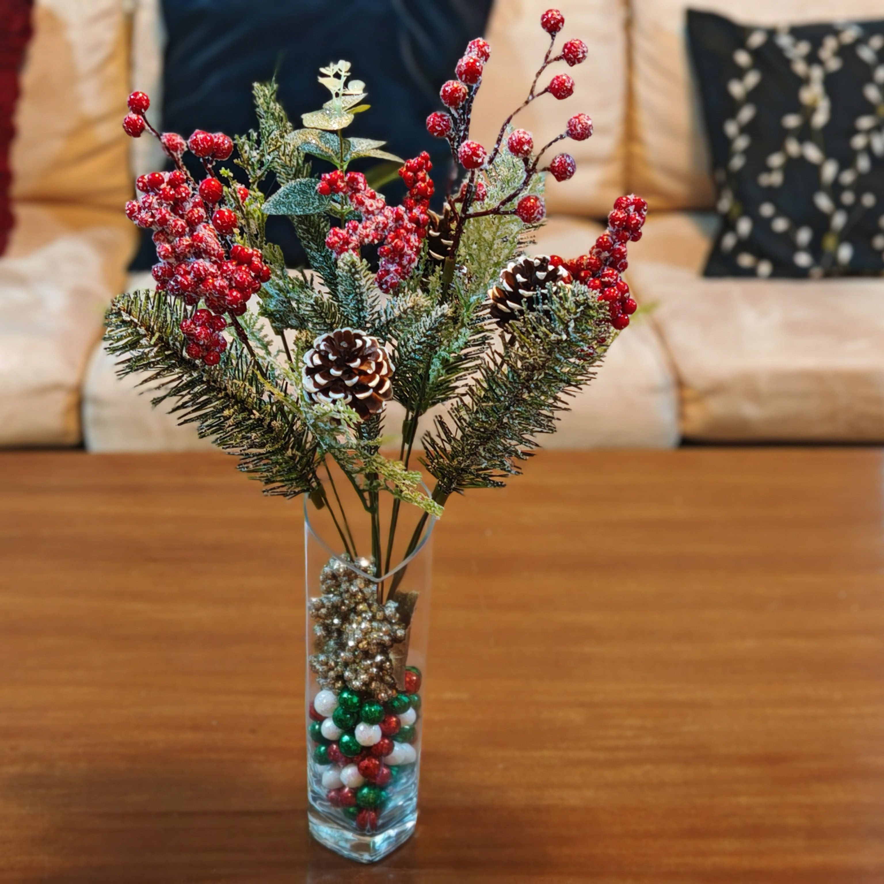 19&#x22; Iced Red Berry, Pine &#x26; Eucalyptus Deluxe Bush by Ashland&#xAE;