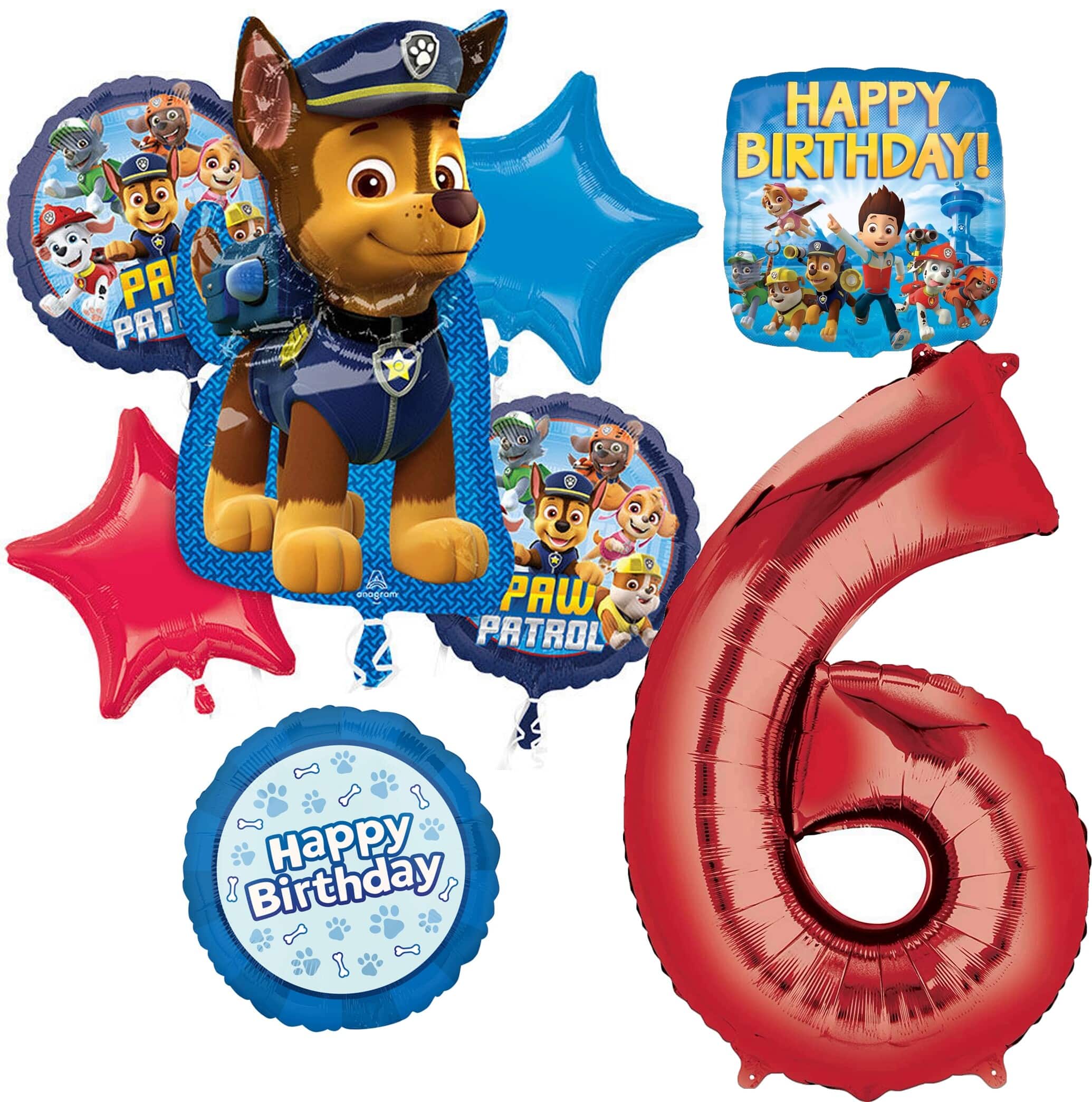 Paw Patrol™ Chase Birthday 8-Piece Foil Balloon Bouquet