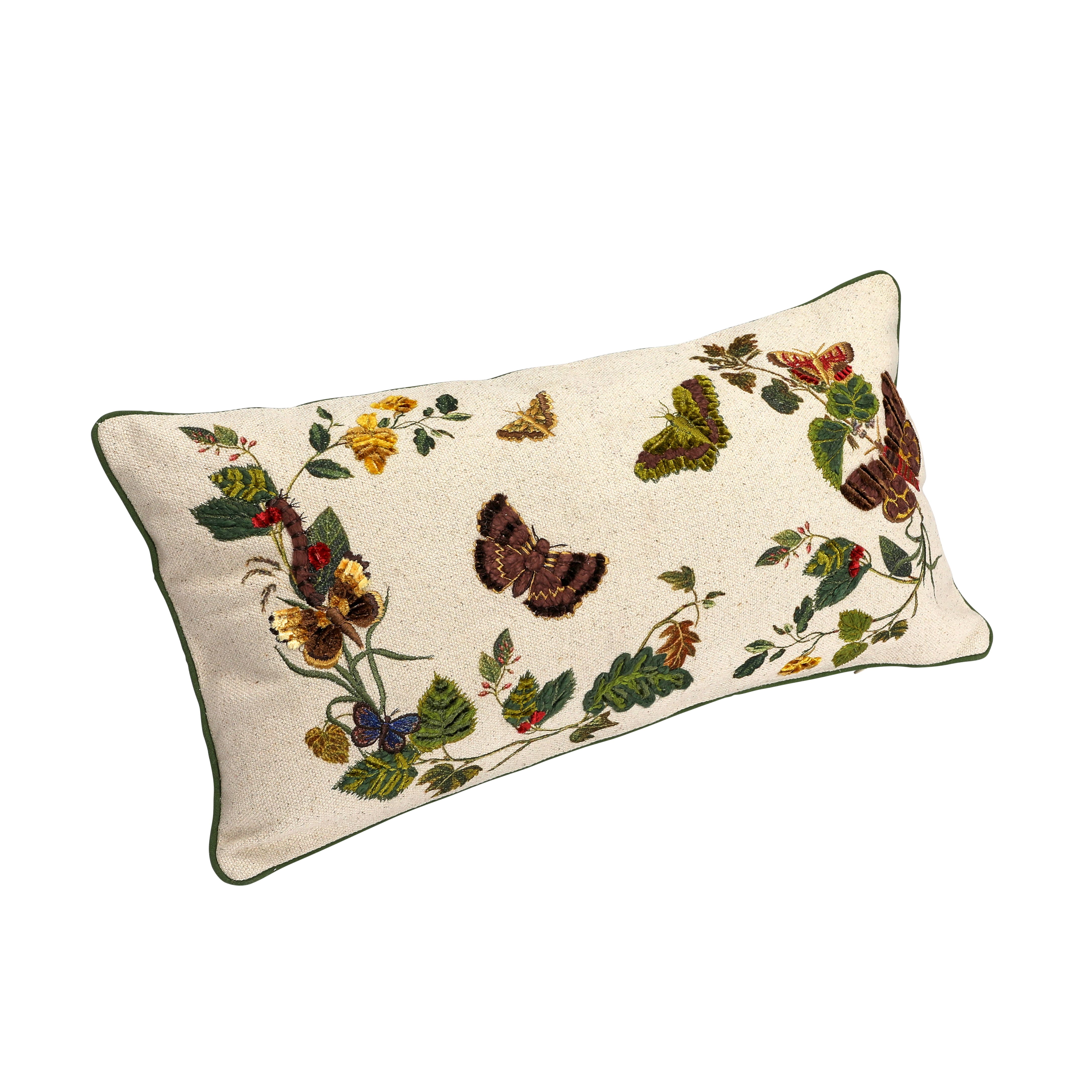 Hello Honey&#xAE; Multicolor Embroidered Butterflies &#x26; Flowers Lumbar Pillow