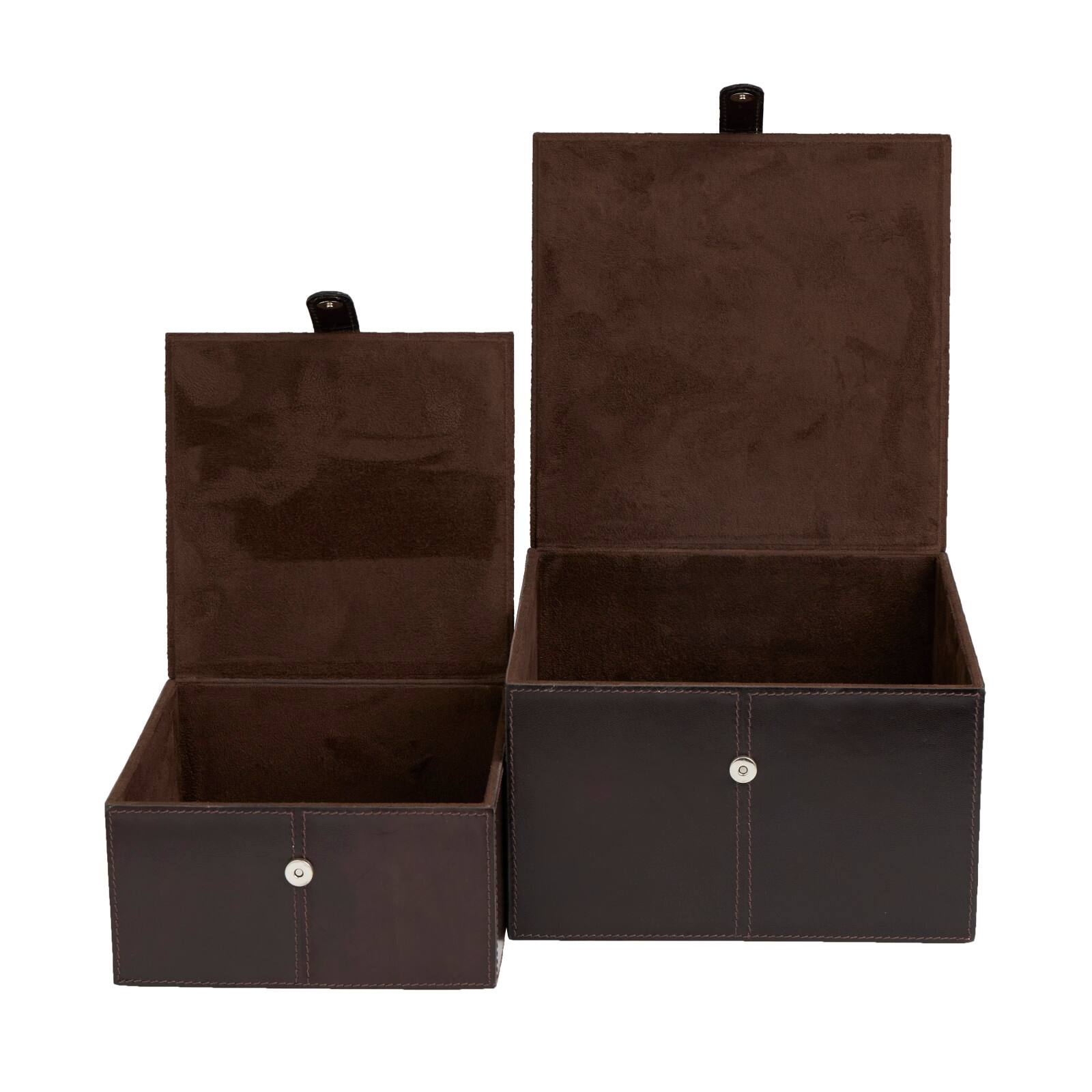 Dark Brown Leather Storage Box Set