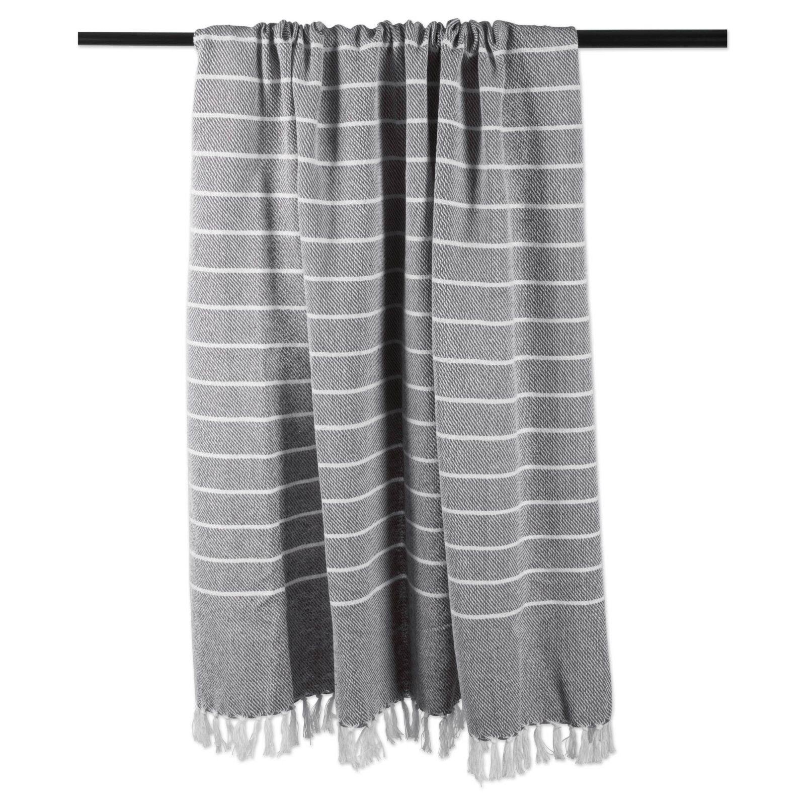 DII® Gray & White Thin Stripe Throw