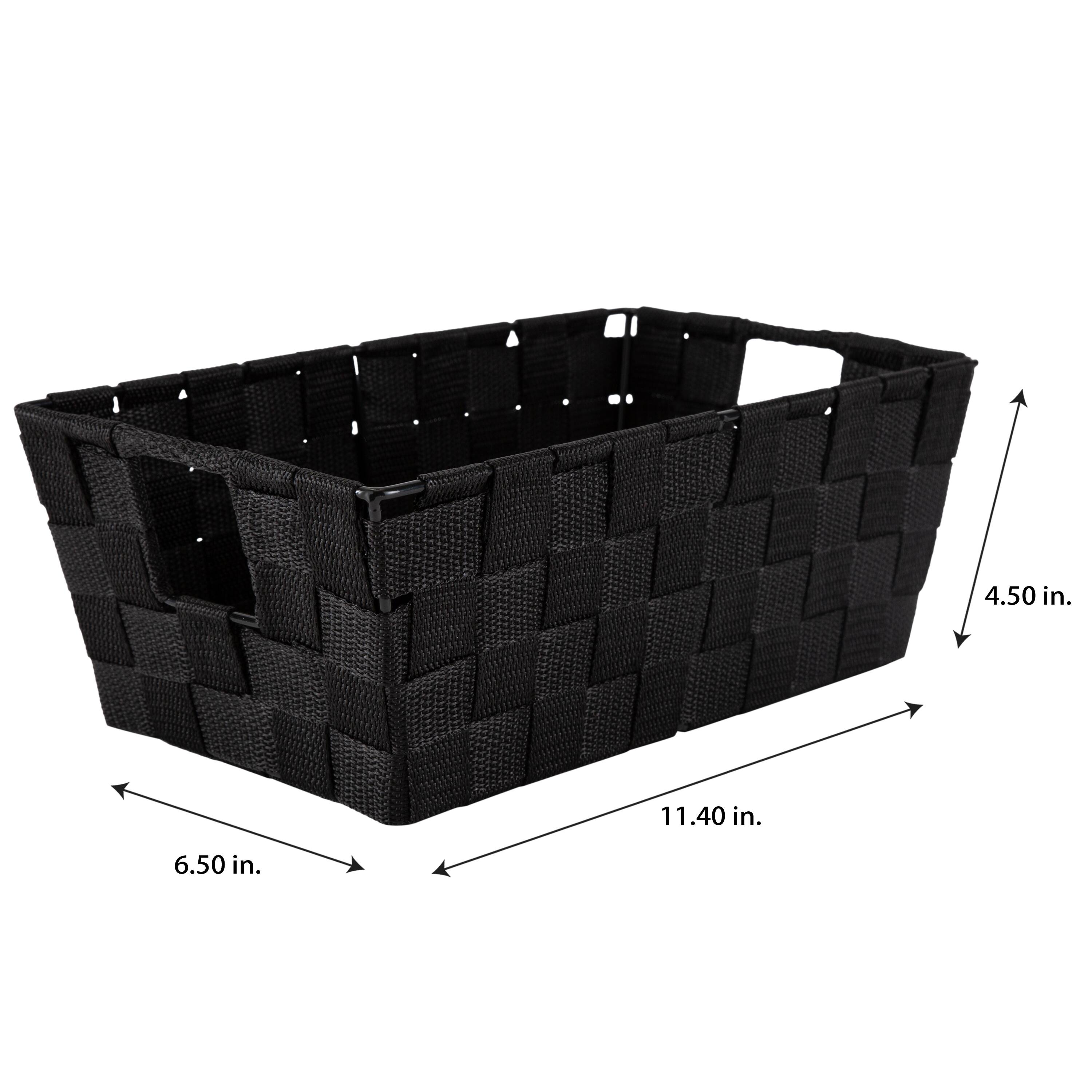 Simplify Small Black Woven Storage Shelf Baskets, 2ct.