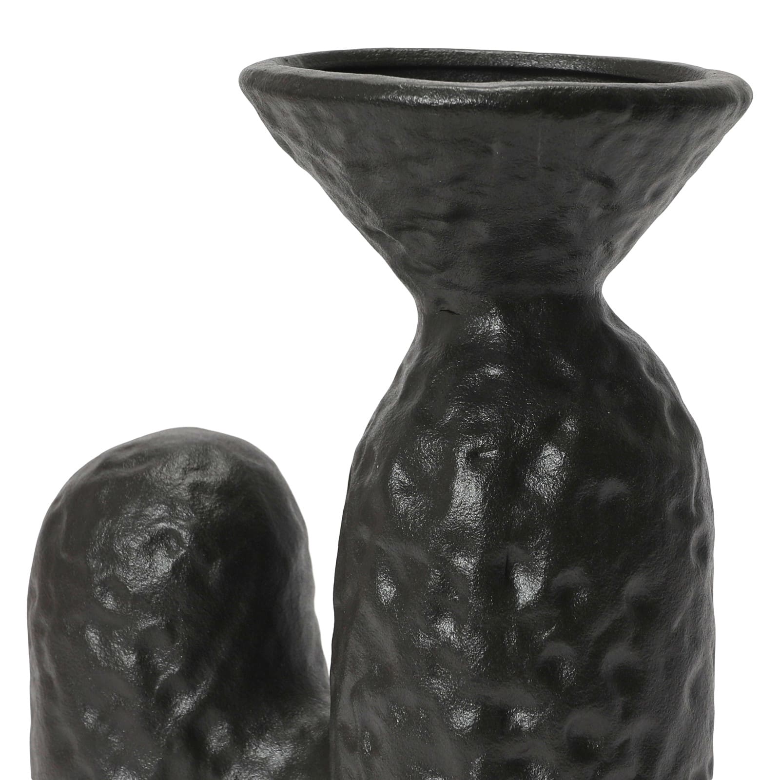 Hello Honey&#xAE; 8&#x22; Matte Black Textured Stoneware Sculptural Vase