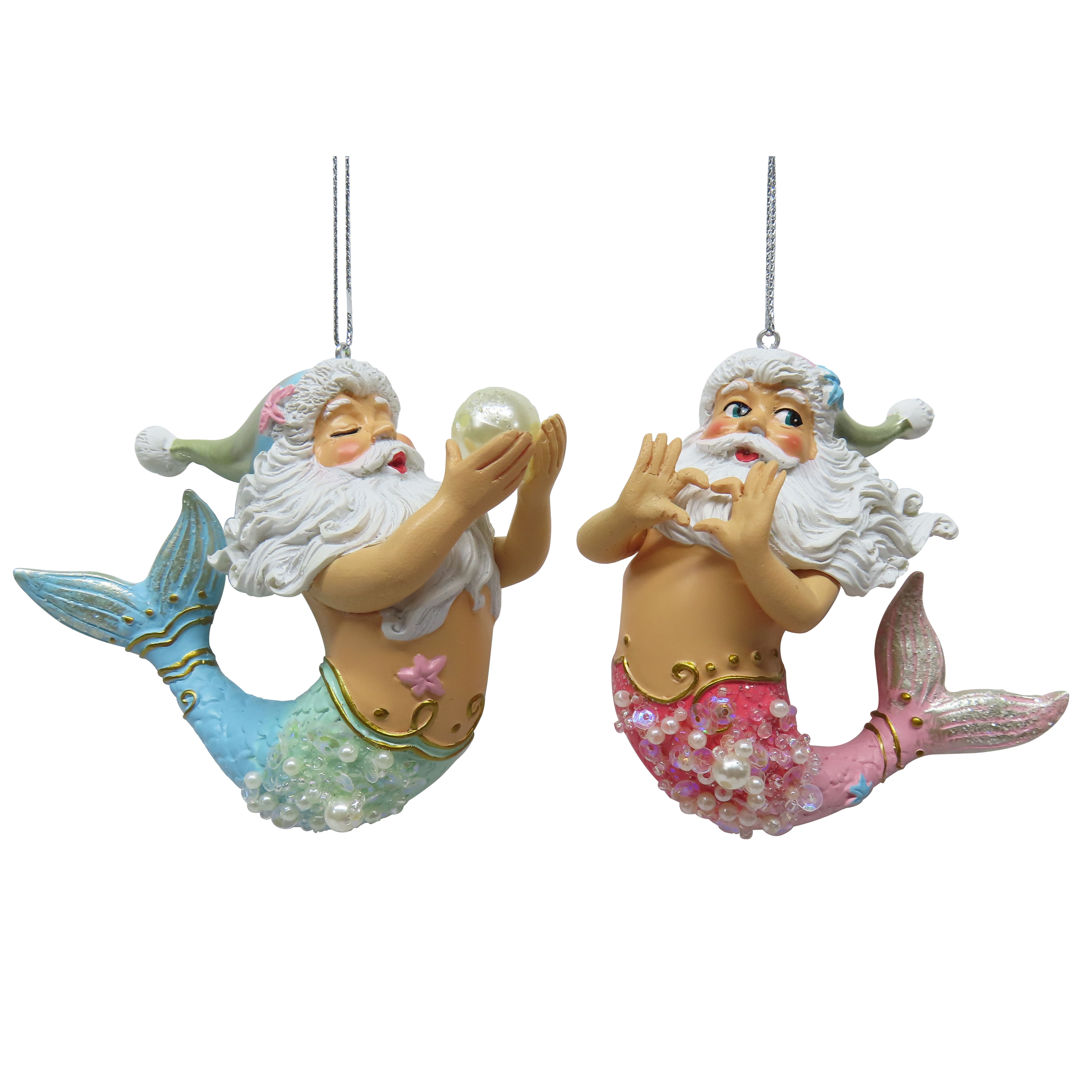 Assorted 4&#x22; Mermaid Santa Ornament by Ashland&#xAE;