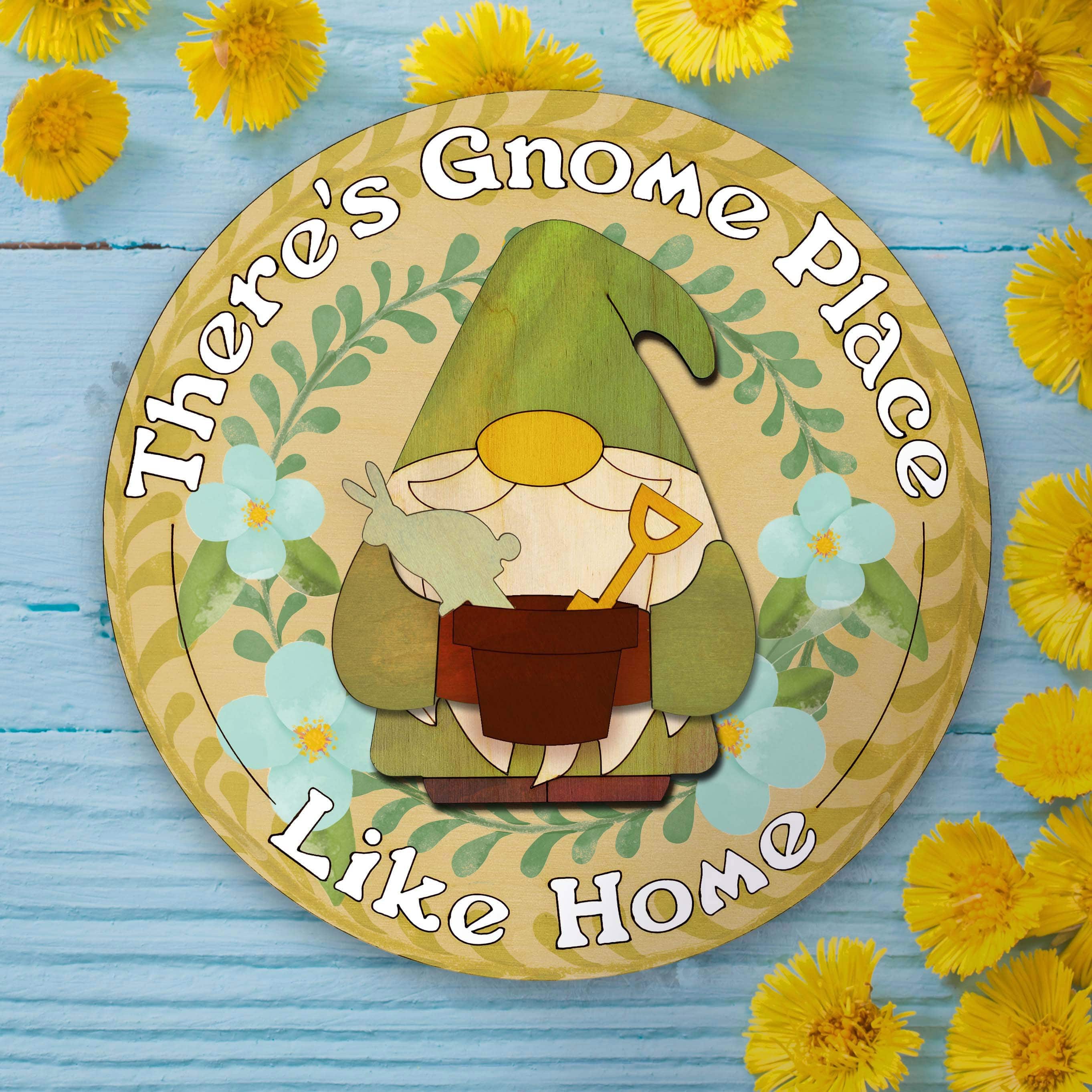 Leisure Arts&#xAE; There&#x27;s Gnome Place Like Home Seasonal Layered Wood Sign Kit