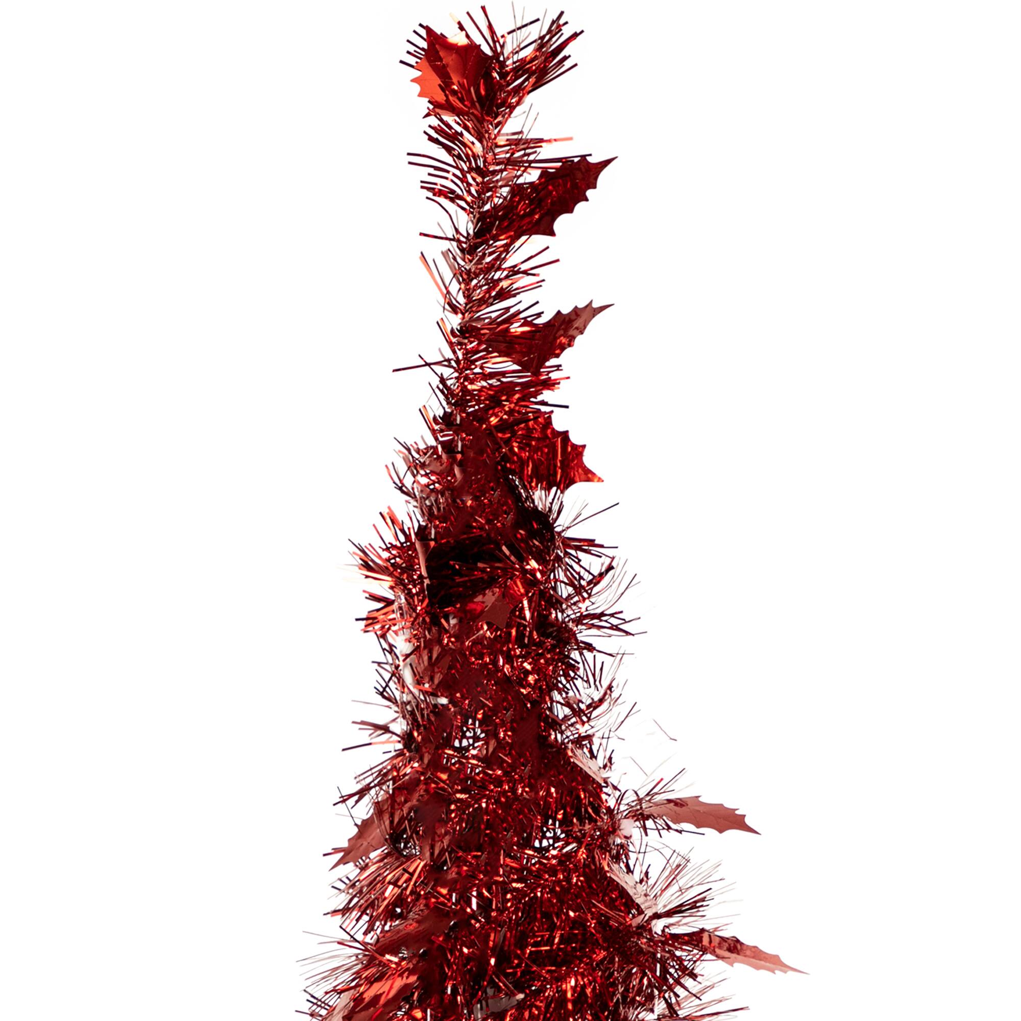 4ft. Unlit Red Tinsel Pop-Up Artificial Christmas Tree