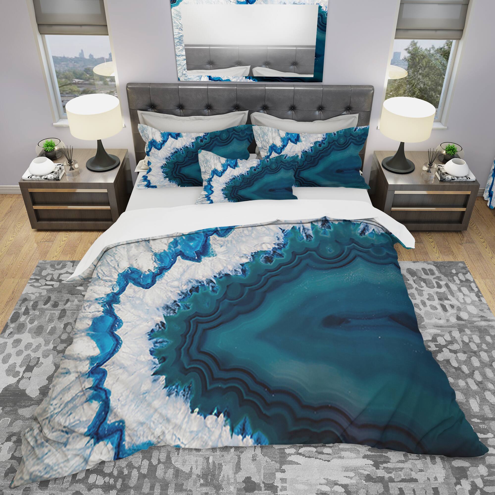 Designart 'Strick & Bolton Villere 'Blue Brazilian Geode' Bedding Set