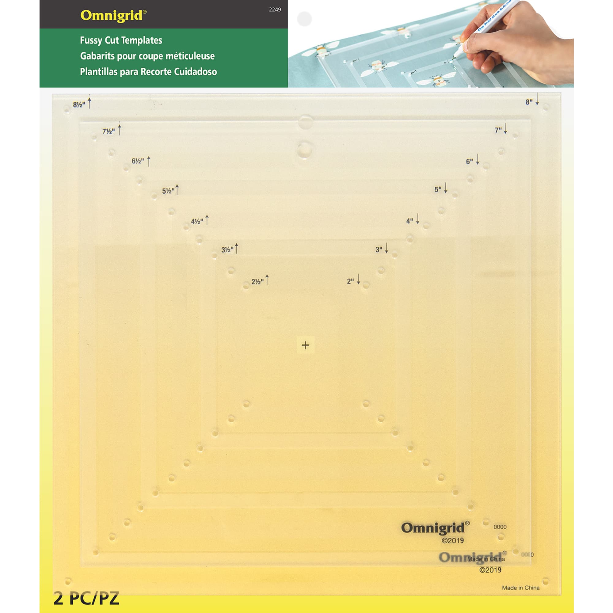 Omnigrid® Fussy Cut Square Quilting Template Set