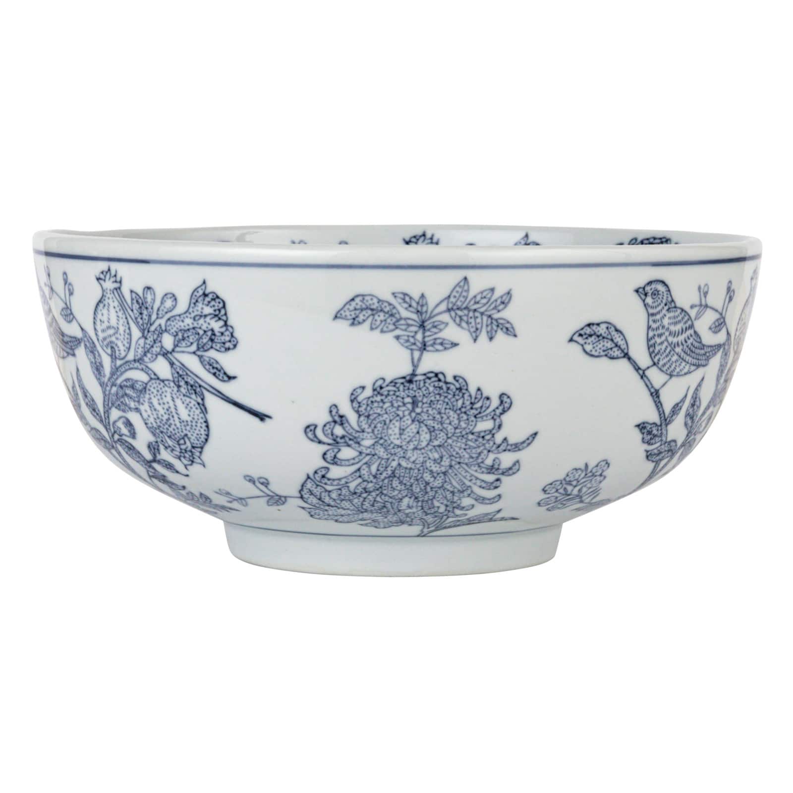 Hello Honey® 10" Blue & White Aviary Garden Stoneware Bowl