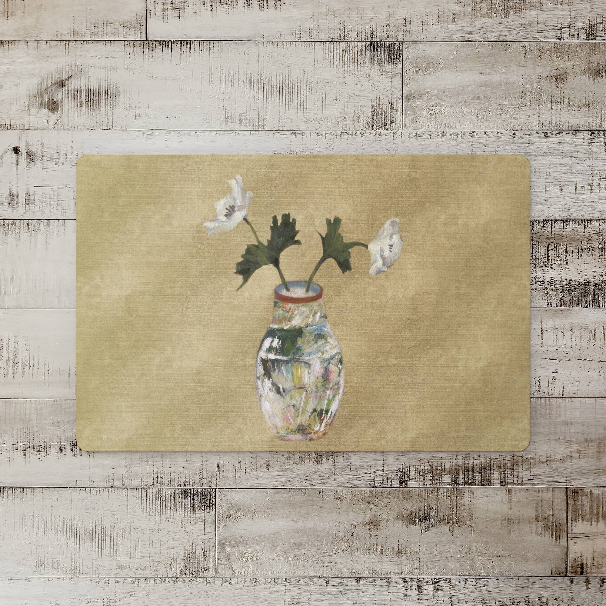 18" x 27" Colorful Vase with White Florals Floor Mat