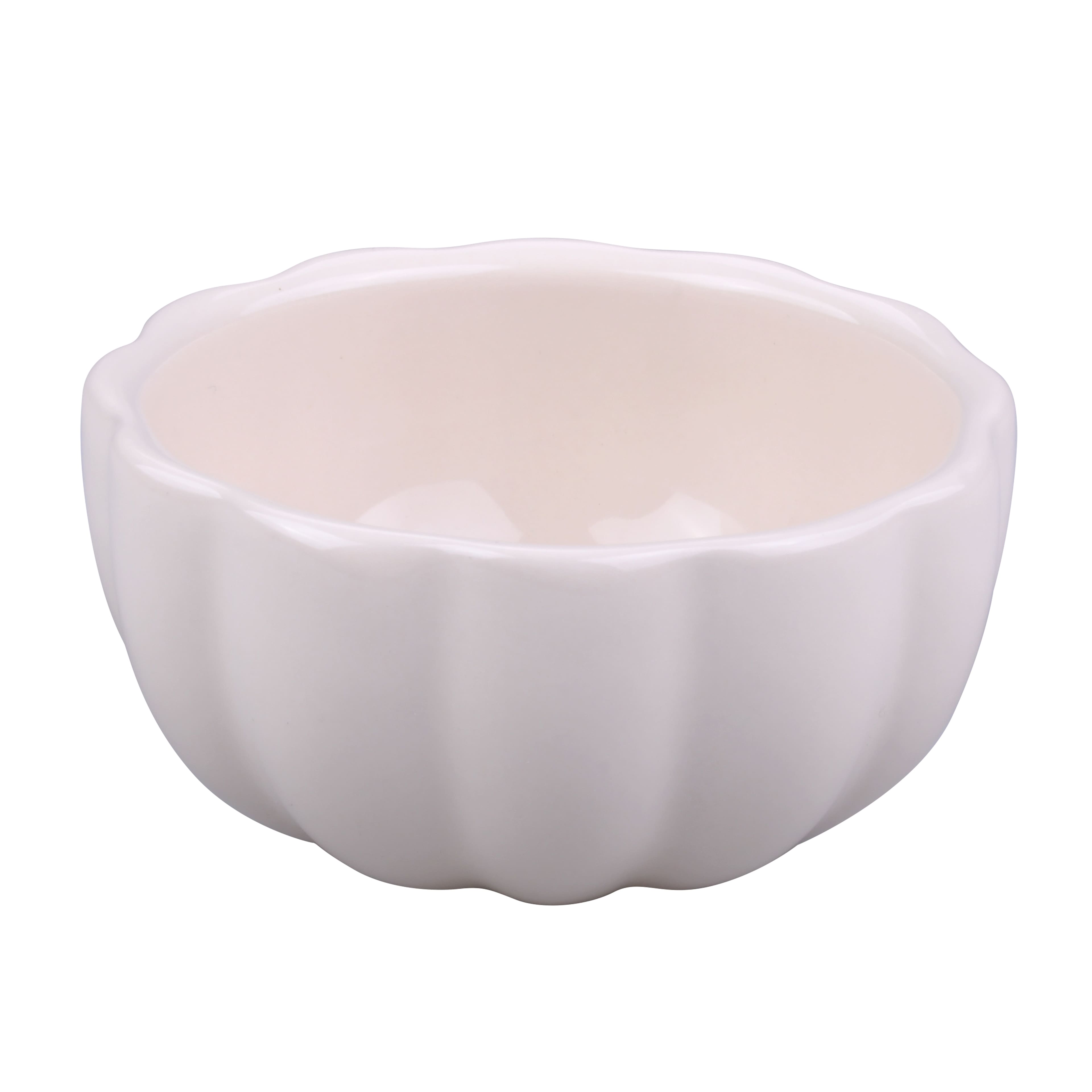 4&#x22; Cream Ceramic Pumpkin Ramekin by Makery&#x2122;