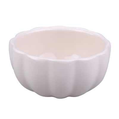 4" Cream Ceramic Pumpkin Ramekin by Makery™