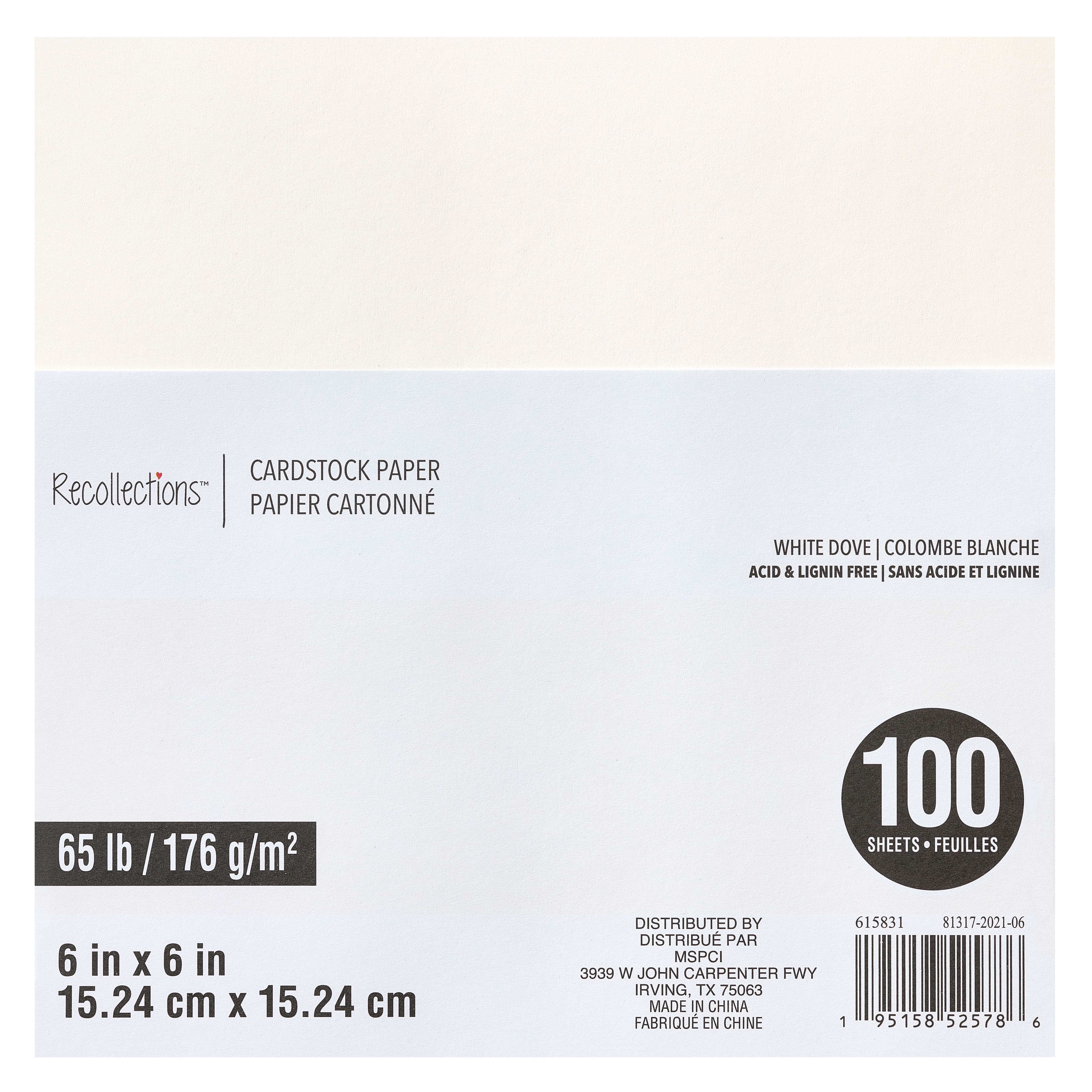 White Dove 6&#x22; x 6&#x22; Cardstock Paper by Recollections&#x2122;, 100 Sheets