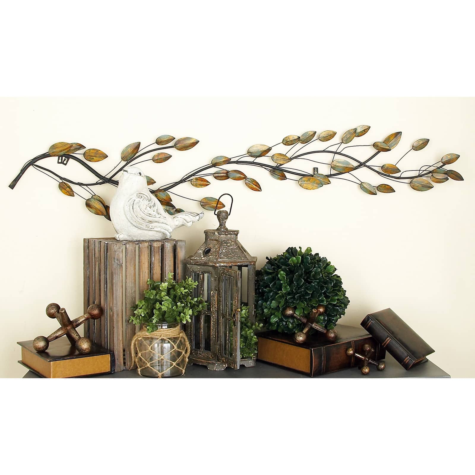 Traditional Brown Leaf &#x26; Vine Metal Wall Accent
