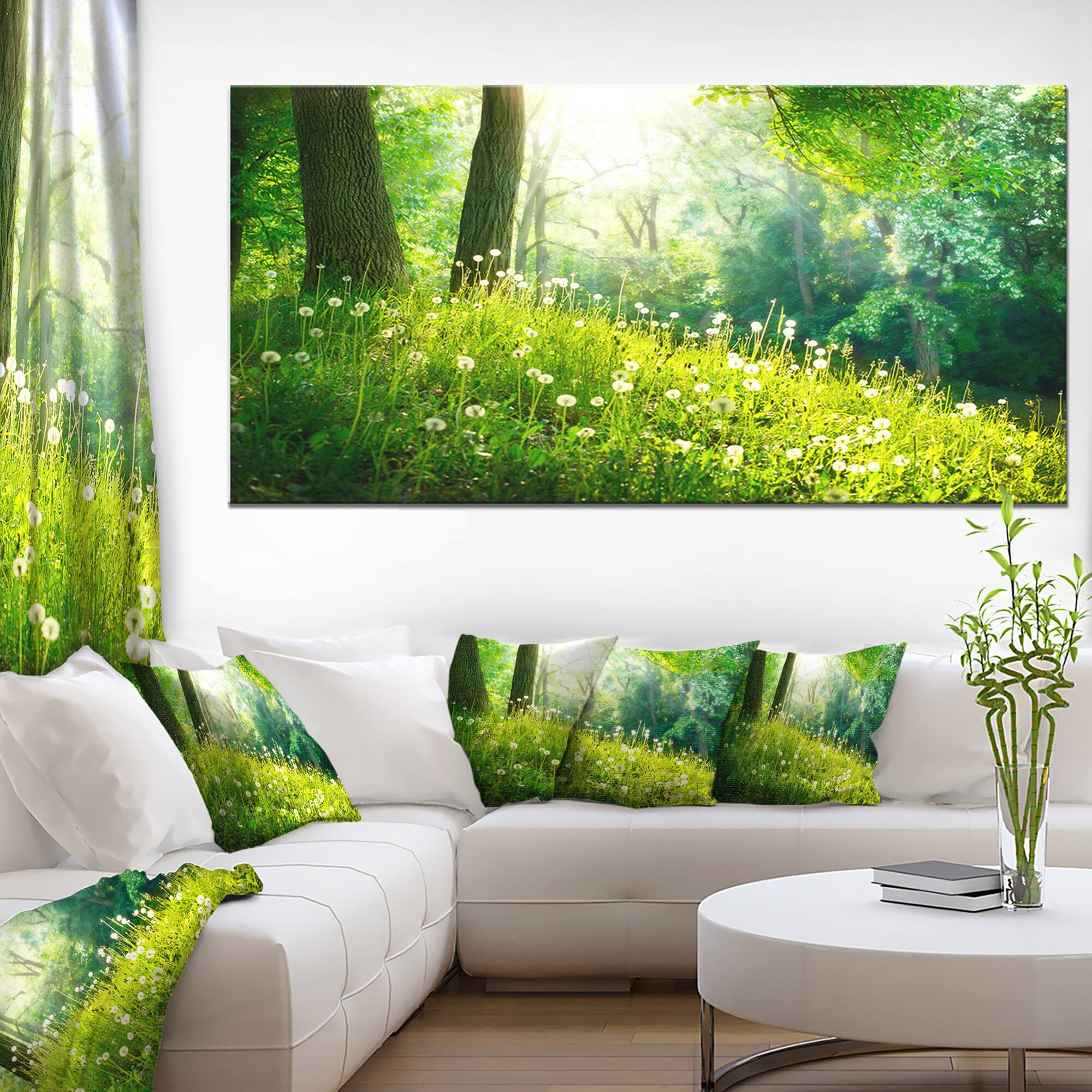 Designart - Beautiful Green Grass and Trees - Large Landscape Canvas Art Print