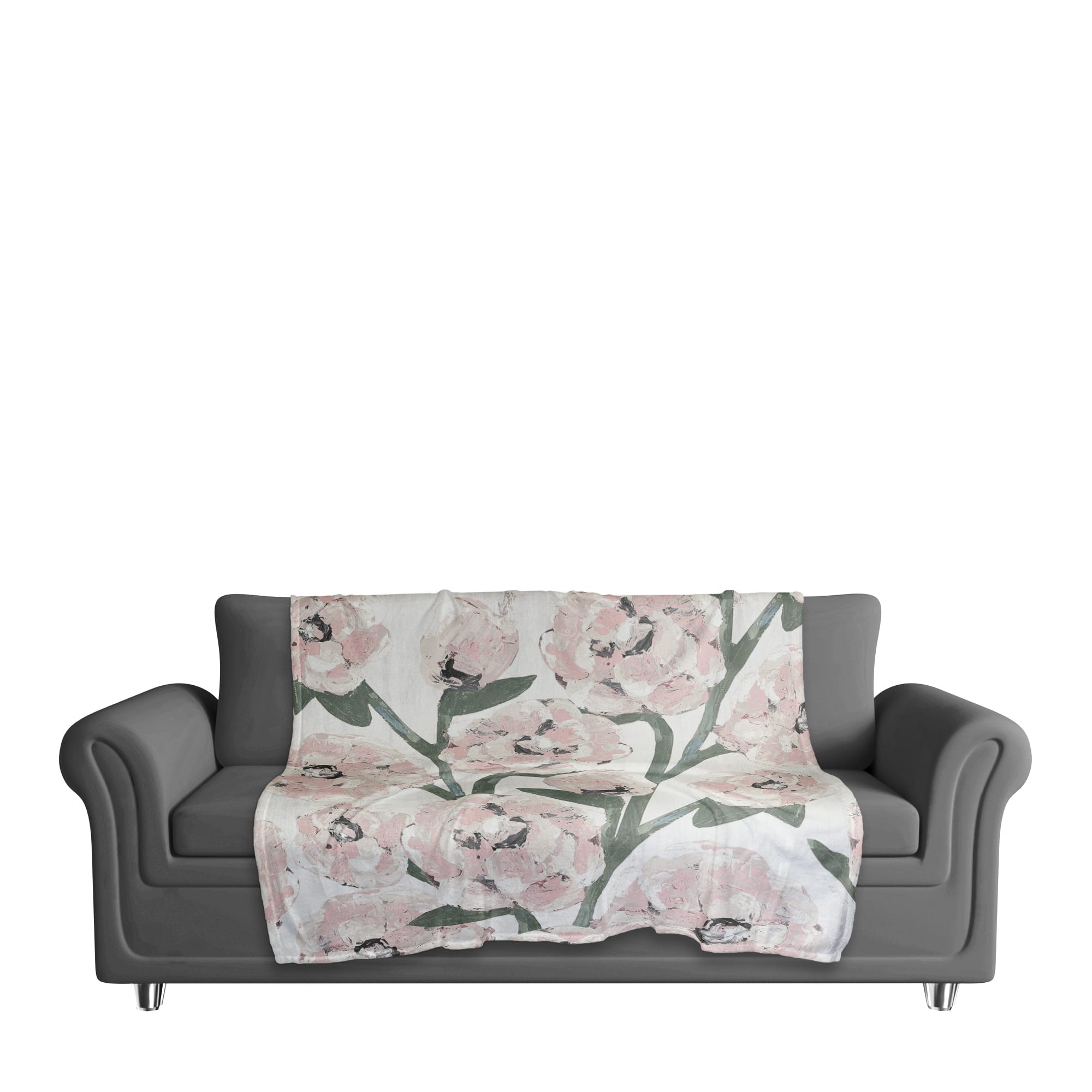 Farmhouse Floral Coral Fleece Throw Blanket