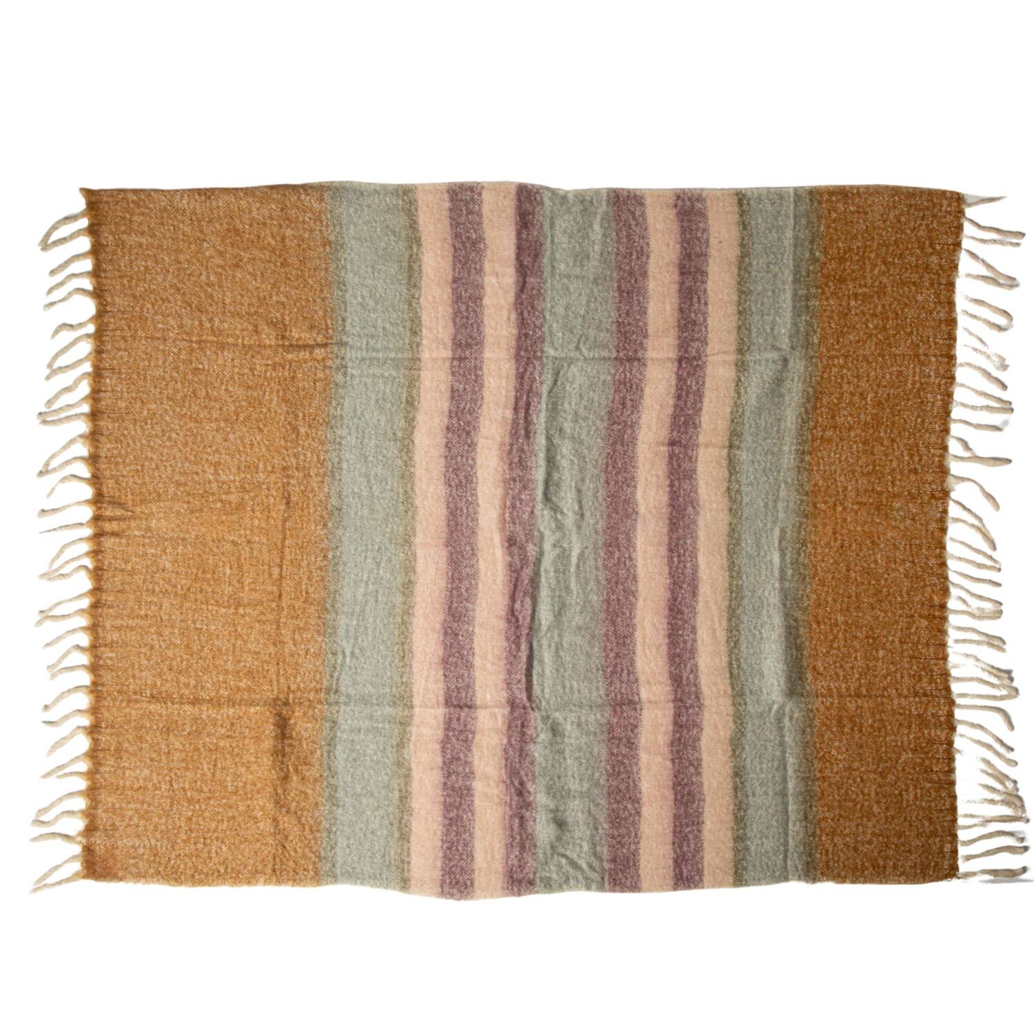 Hello Honey&#xAE; Multicolor Dark Striped Acrylic and Wool Throw Blanket