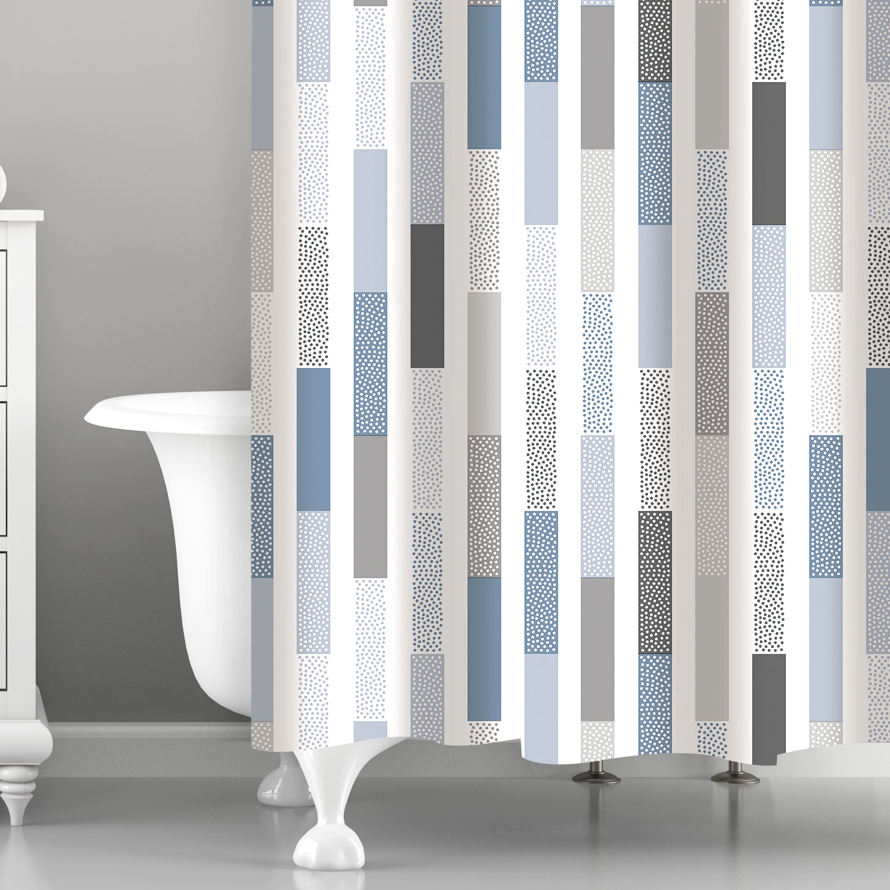 Bath Bliss Staggered Design Shower Curtain