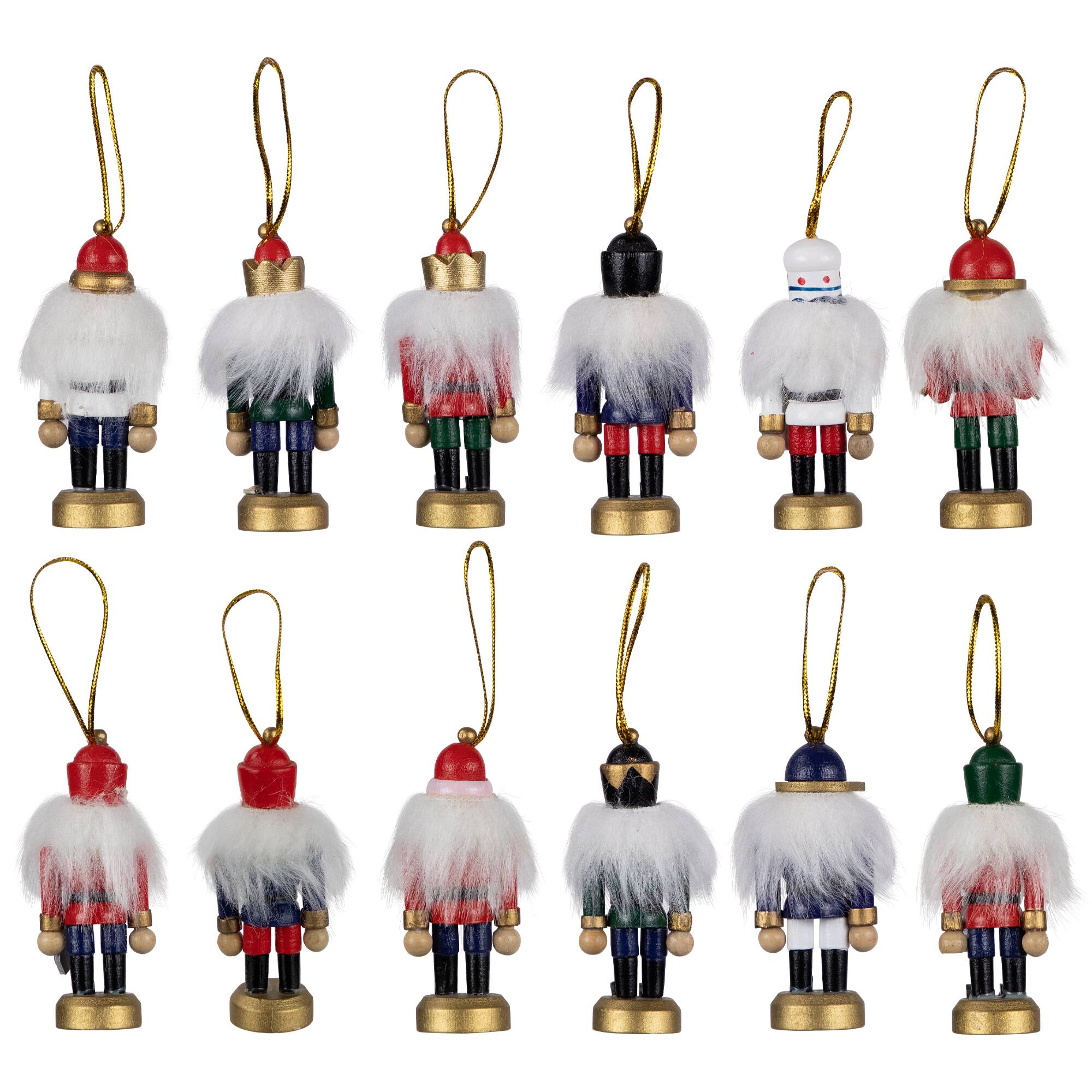 12ct. 3.25&#x22; Multicolor Nutcracker Wood Ornaments