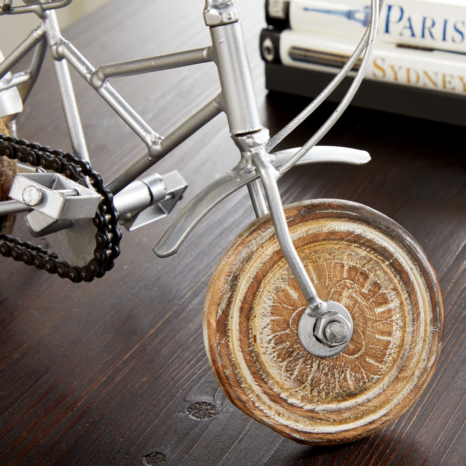 Gold and Silver Metal Vintage Bicycle Sculpture Set