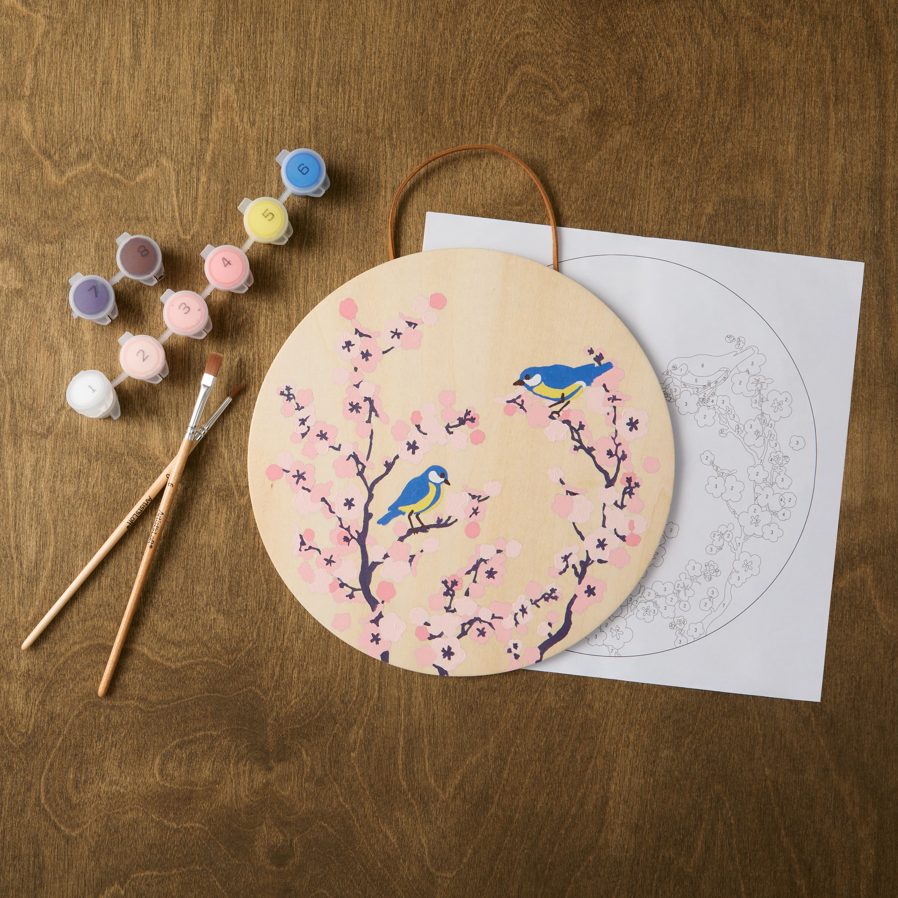 8" Cherry Blossom Paint-by-Number Plywood Surface Kit by Artist's Loft®