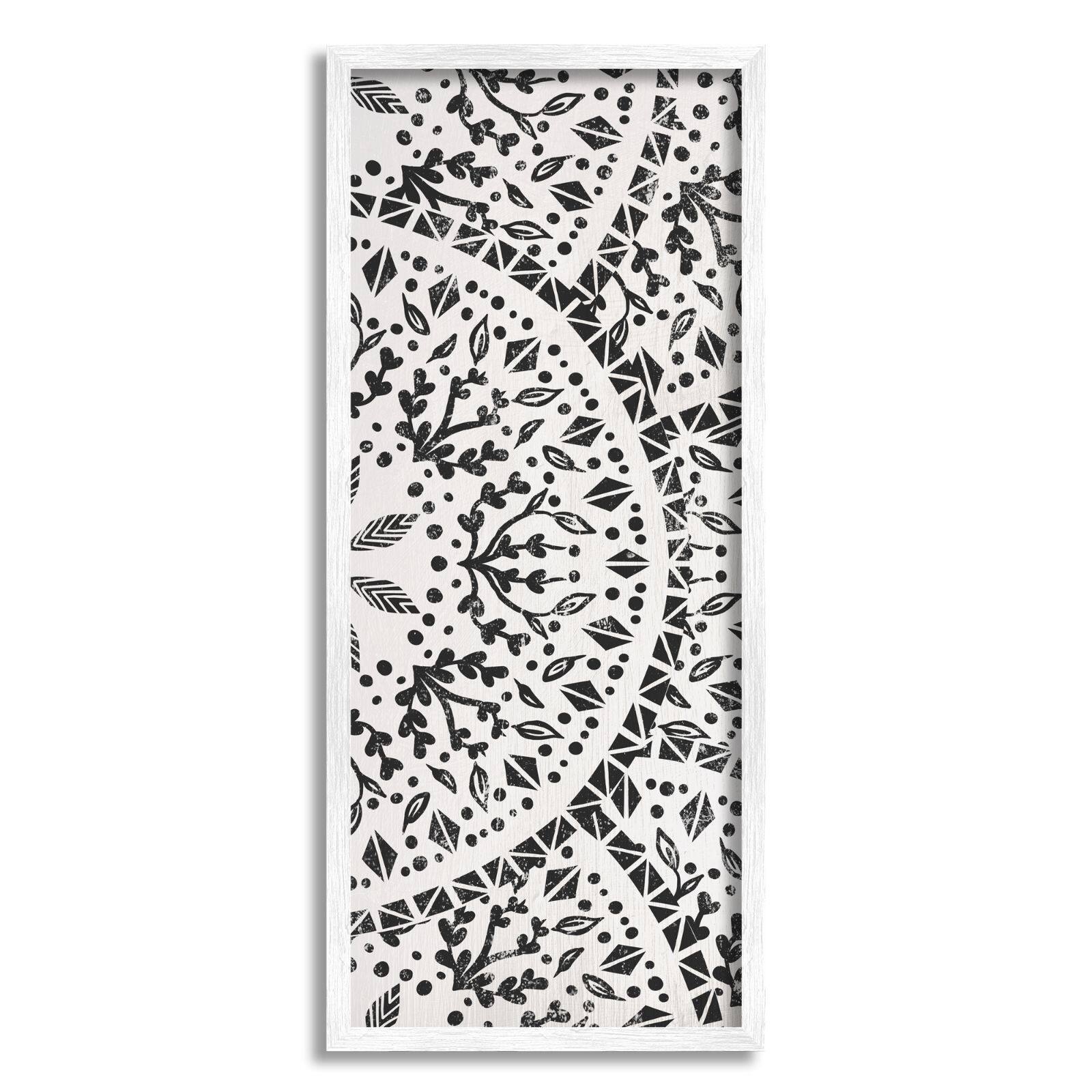 Stupell Industries Boho Fractal Pattern Study Vintage Style Distressed Botanicals Framed Wall Art