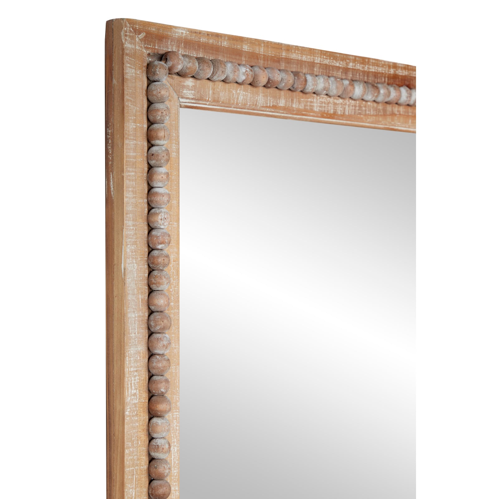 48&#x22; Light Brown Boho Style Wood Wall Mirror