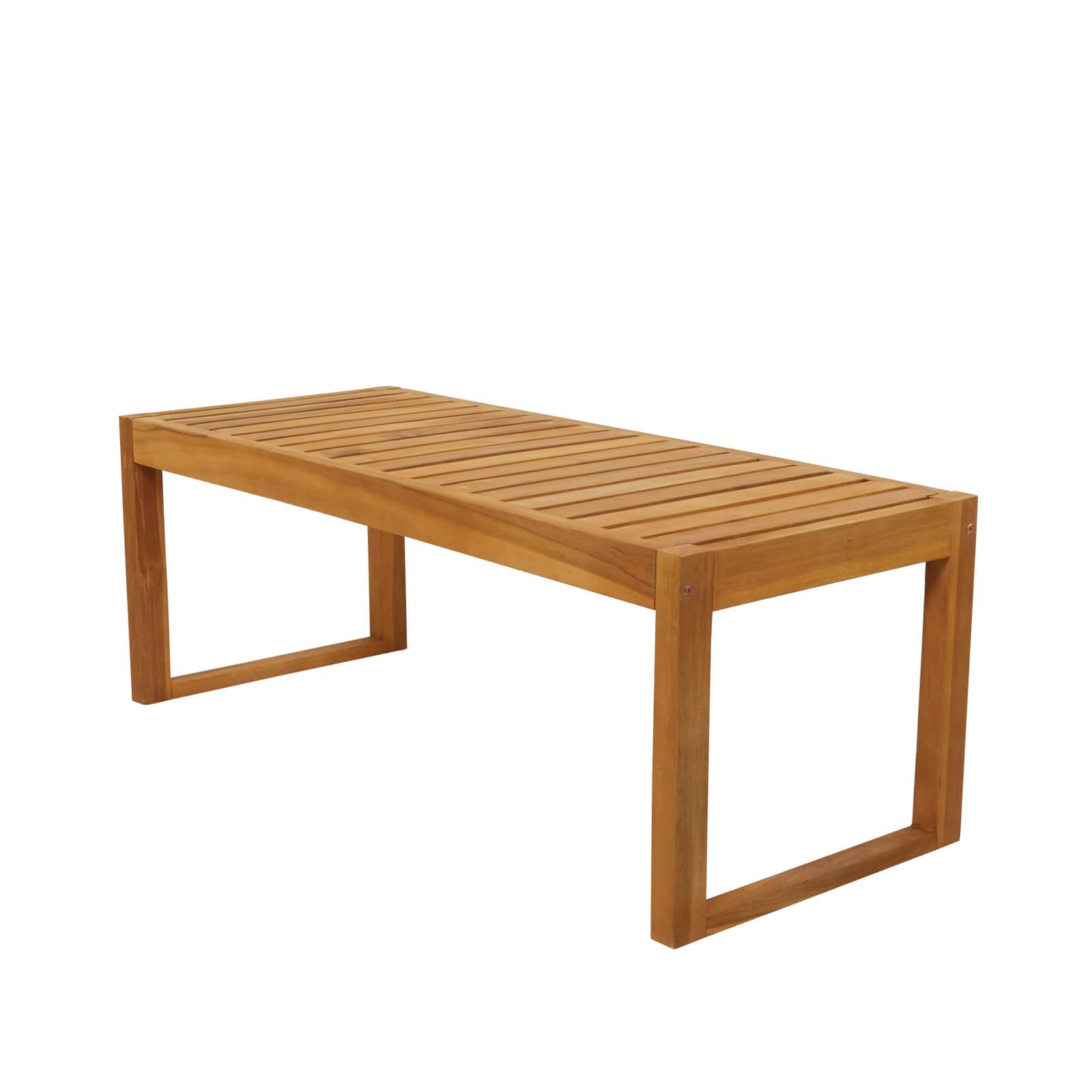 47&#x22; Brown Teak Wood Slatted Outdoor Accent Table