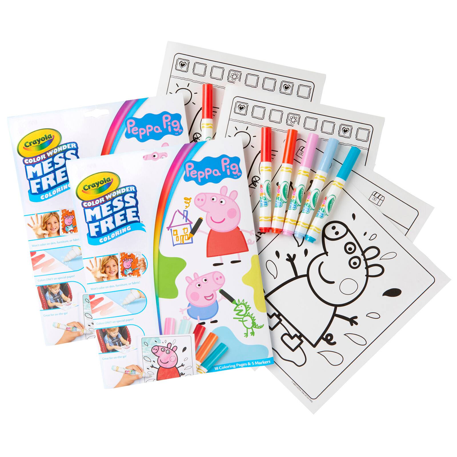 Pig™　Crayola®　total)　(18　Color　Markers　Wonder®　Pad　Free　Peppa　Coloring　Mess　Michaels　Packs:　ct.
