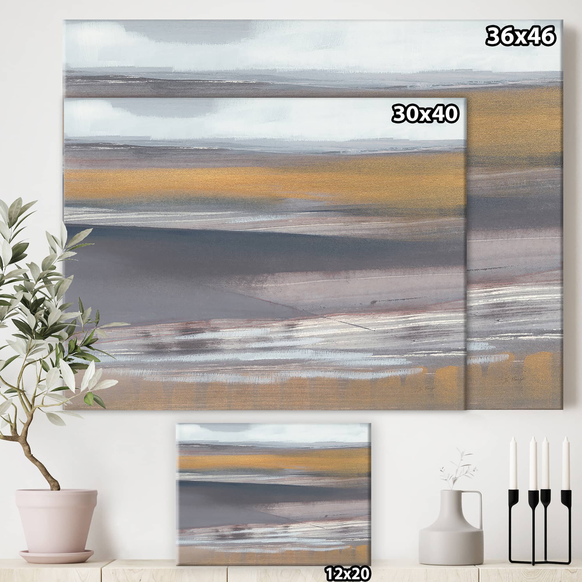 Designart - Misty Grey Beach - Nautical & Coastal Premium Canvas Wall Art