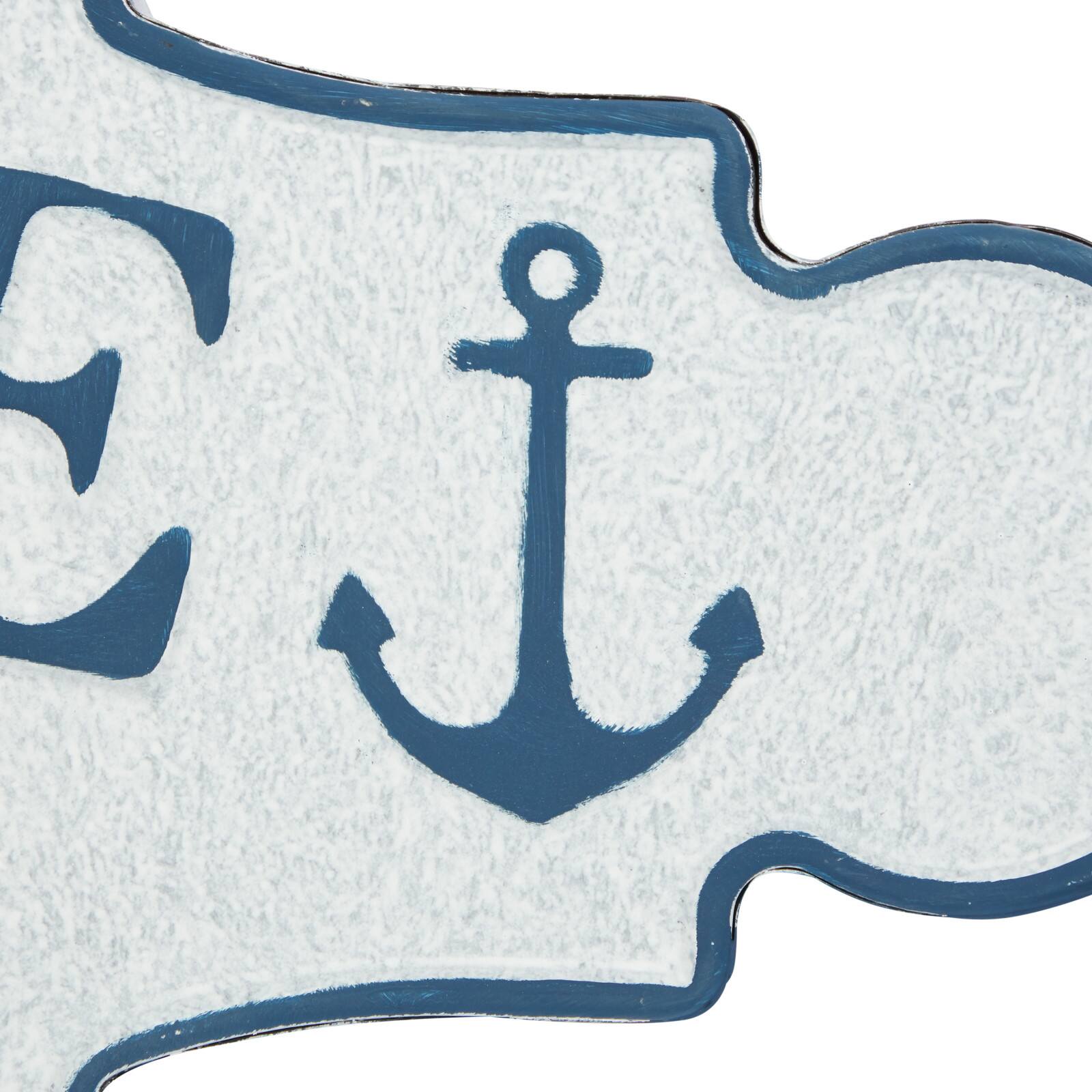 36" Blue Coastal Metal Wall Sign