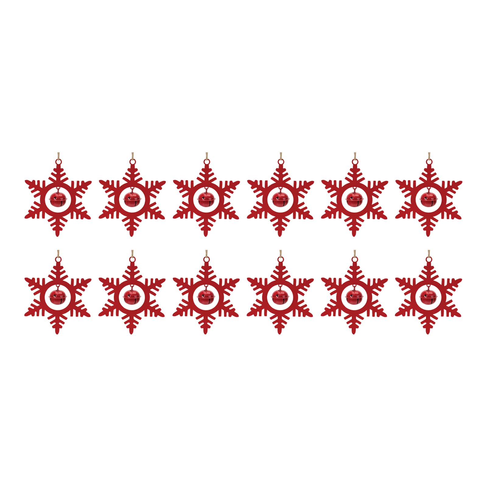 12ct. 6.5" Metal Snowflake with Bell Ornament Set