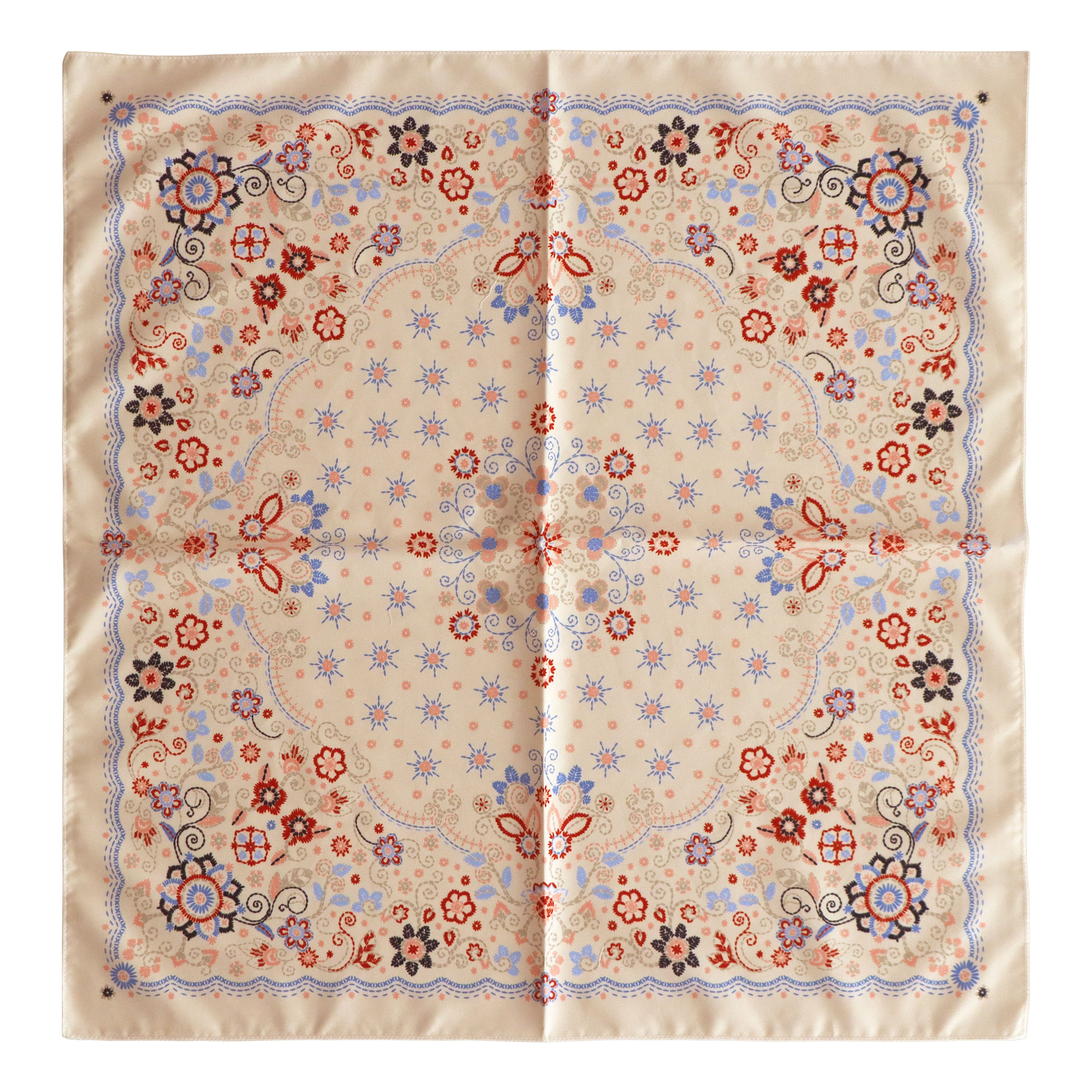 22" Cream Floral Paisley Cotton Bandana by Make Market®