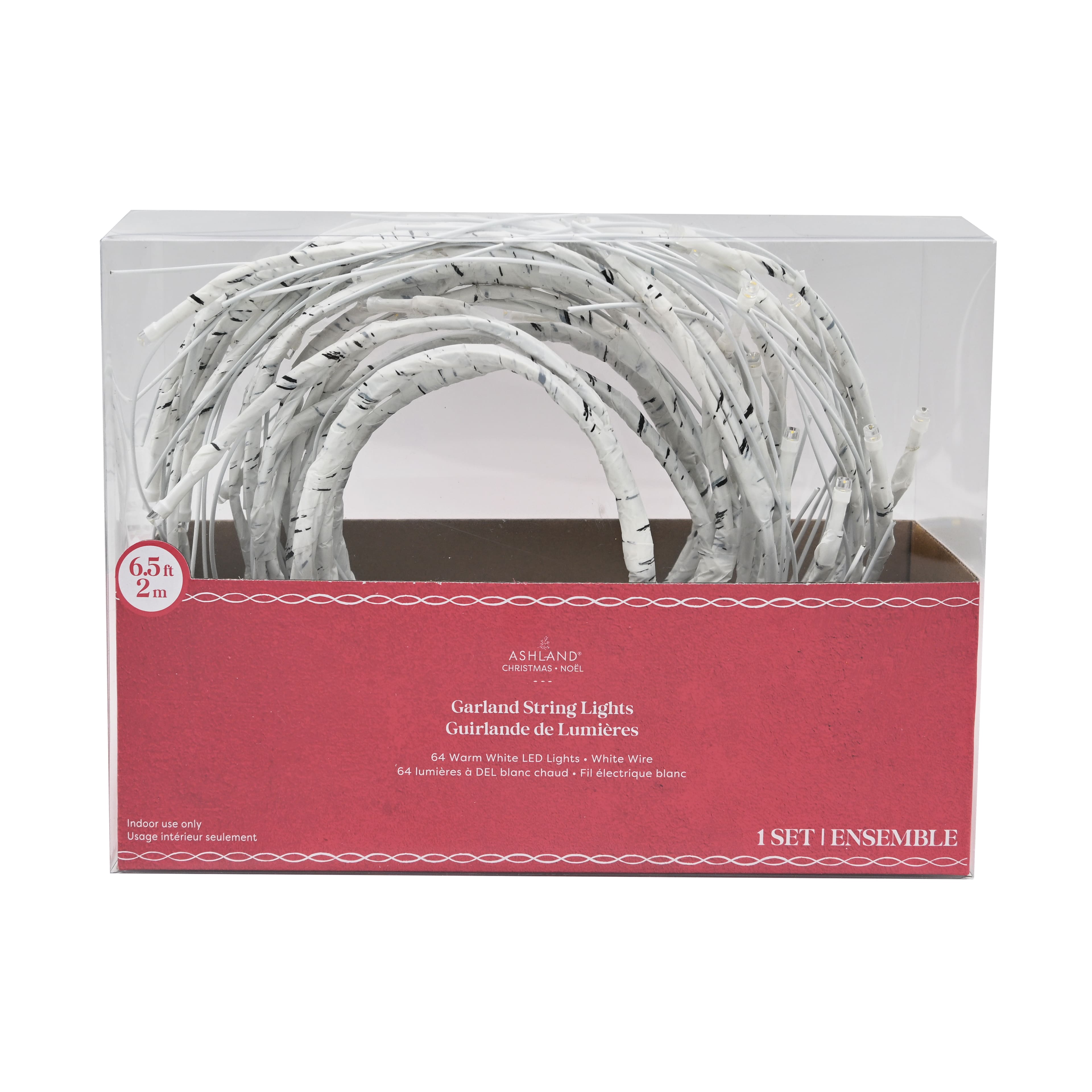 64ct. Warm White Led White Branch Garland String Lights by Ashland®